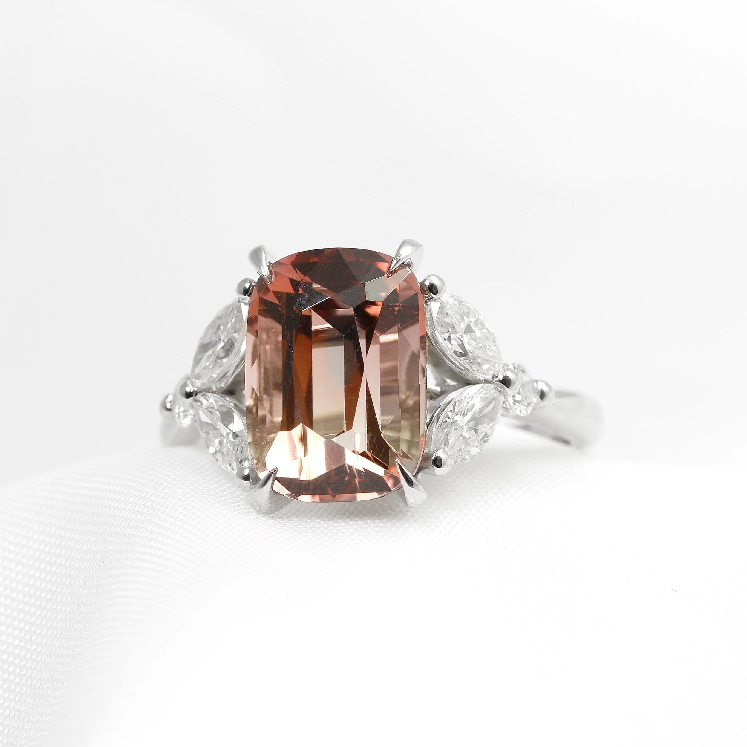 Tourmaline and Diamond Ring in Platinum