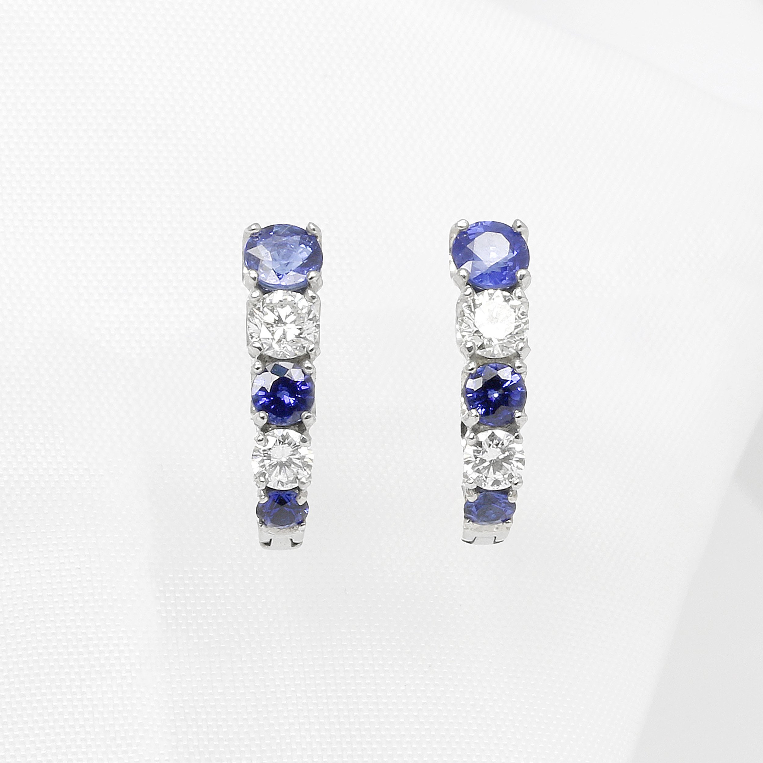 Graduated Sapphire & Diamond Hoop Earrings