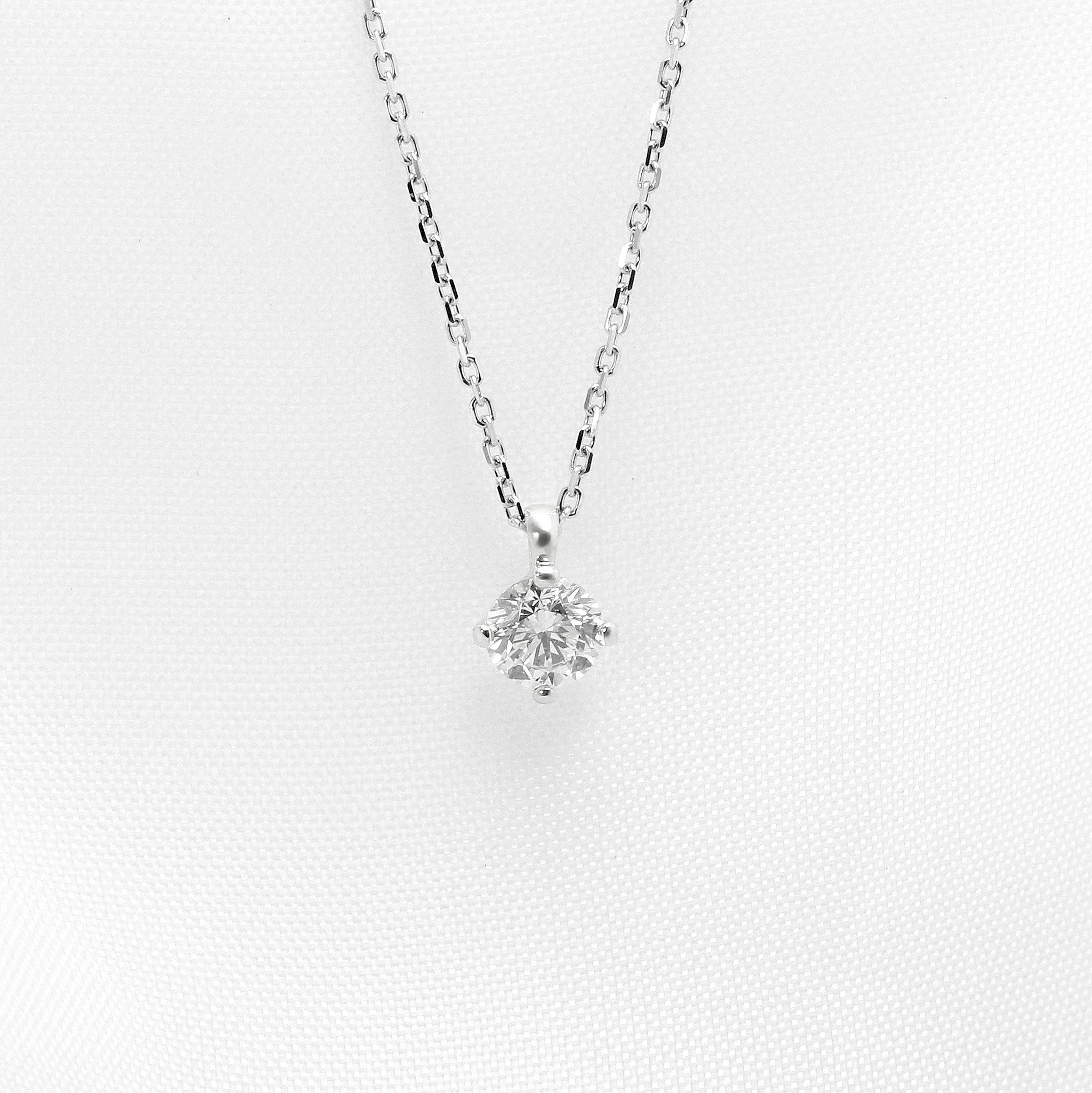 Diamond Solitaire Pendant in White Gold