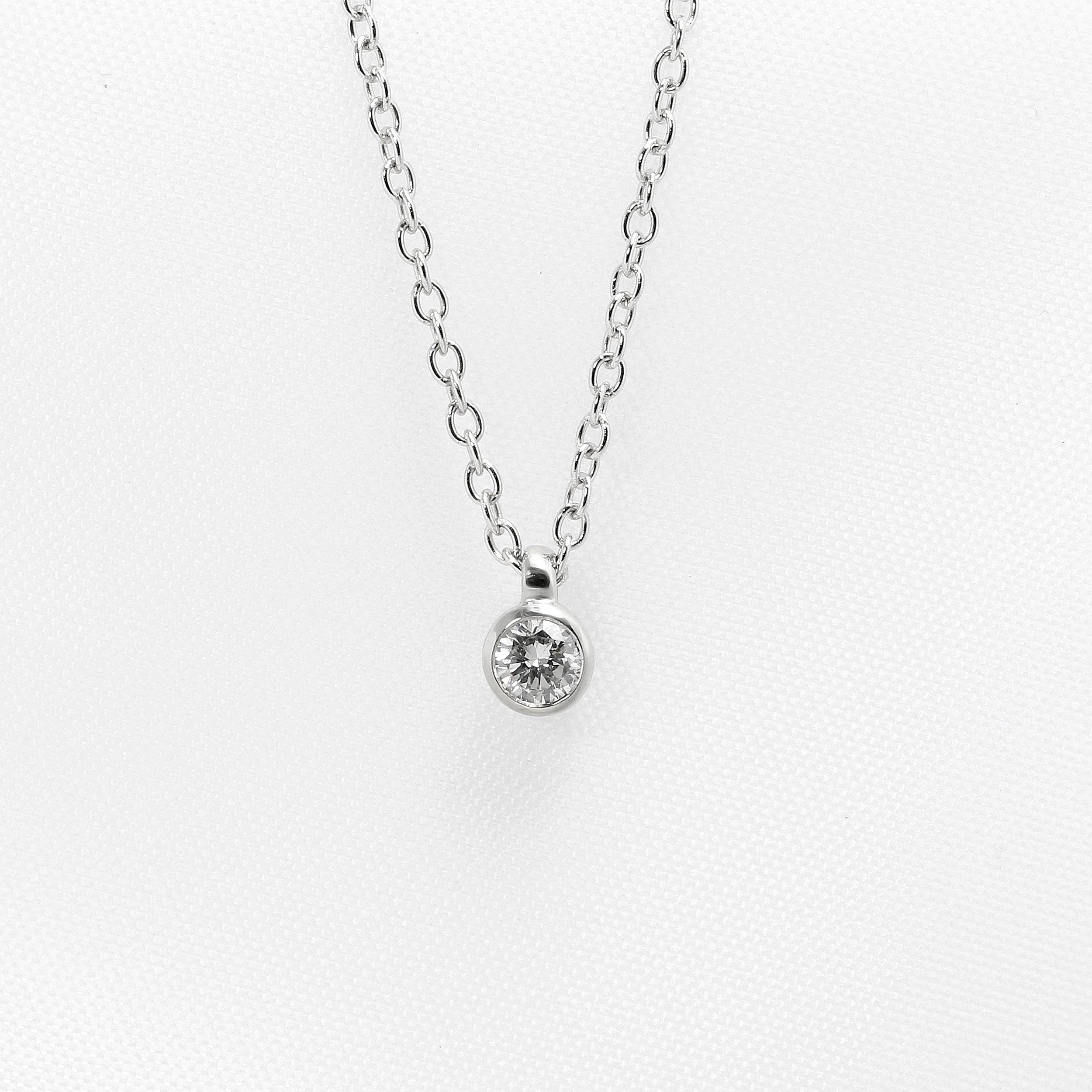 Rub Over Diamond Pendant in White Gold