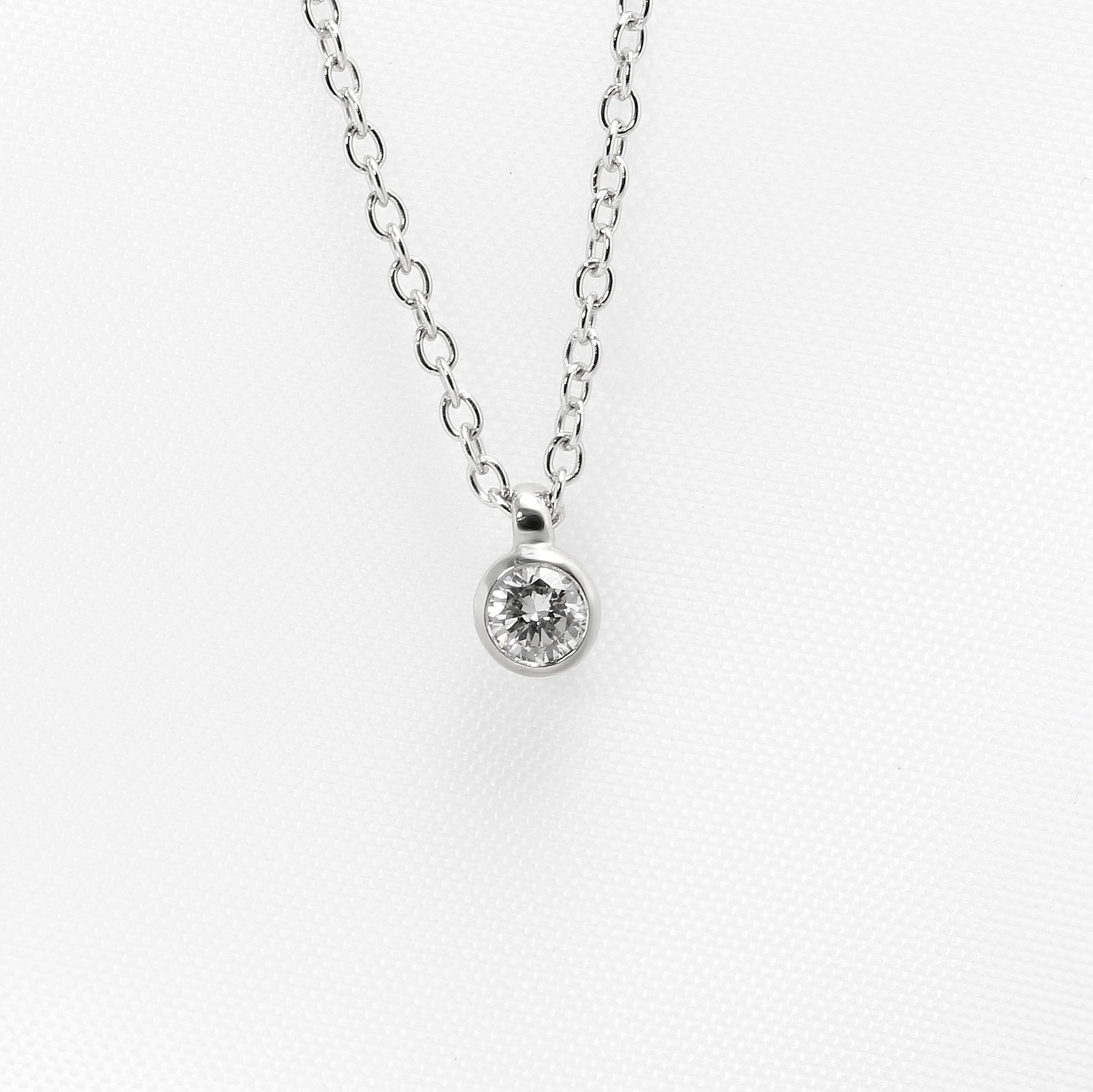 Rub Over Diamond Pendant in White Gold