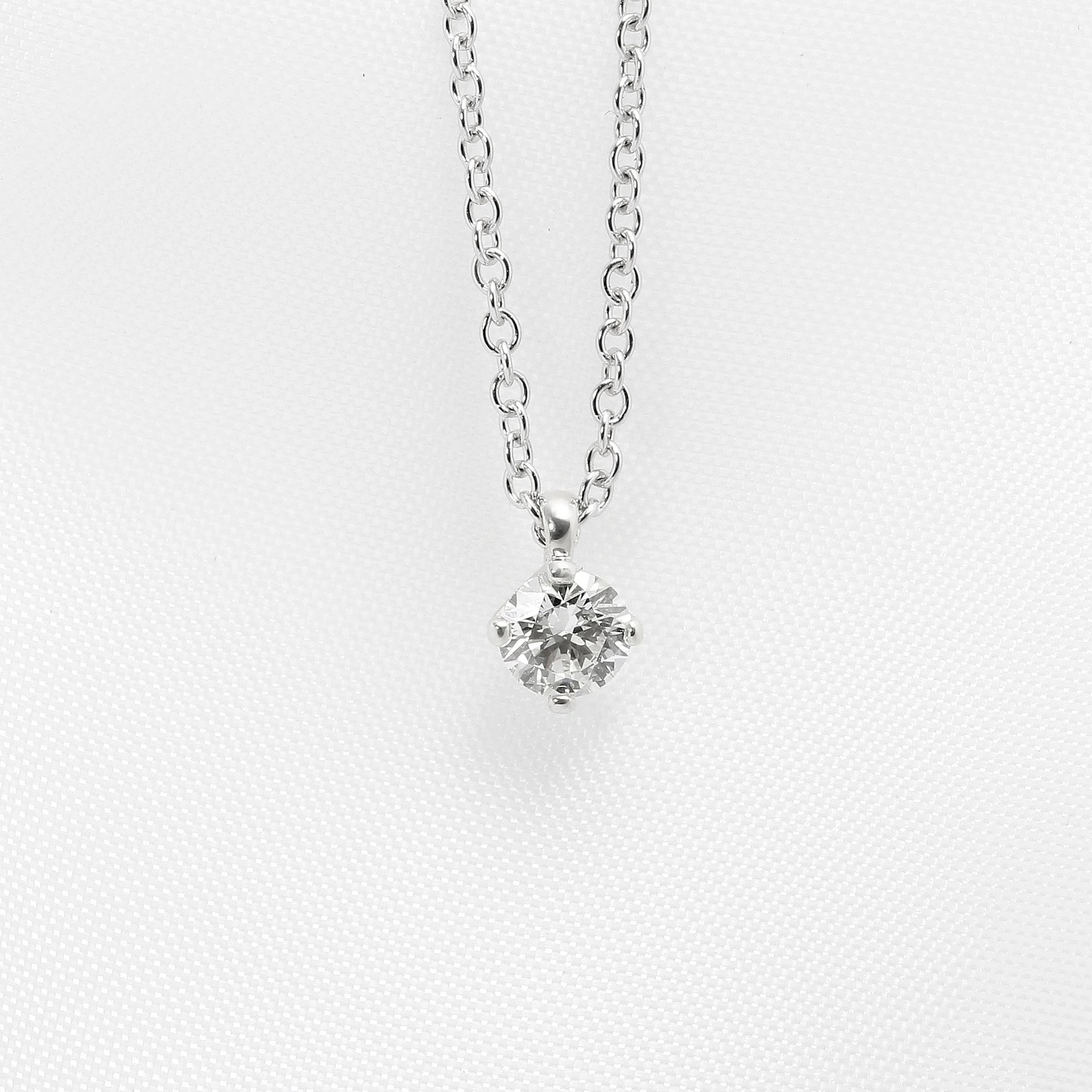 White Gold Four Claw Diamond Pendant