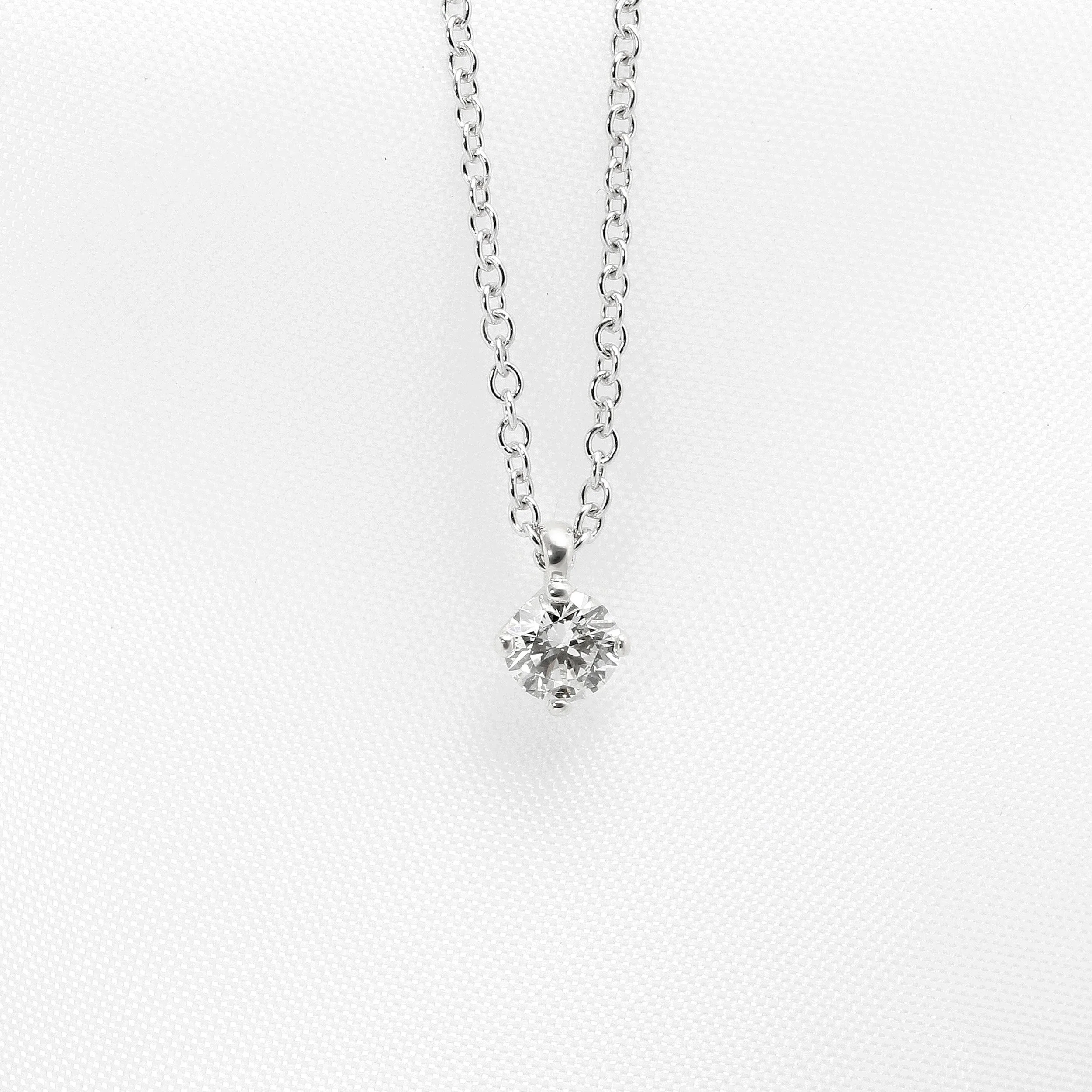 White Gold Four Claw Diamond Pendant