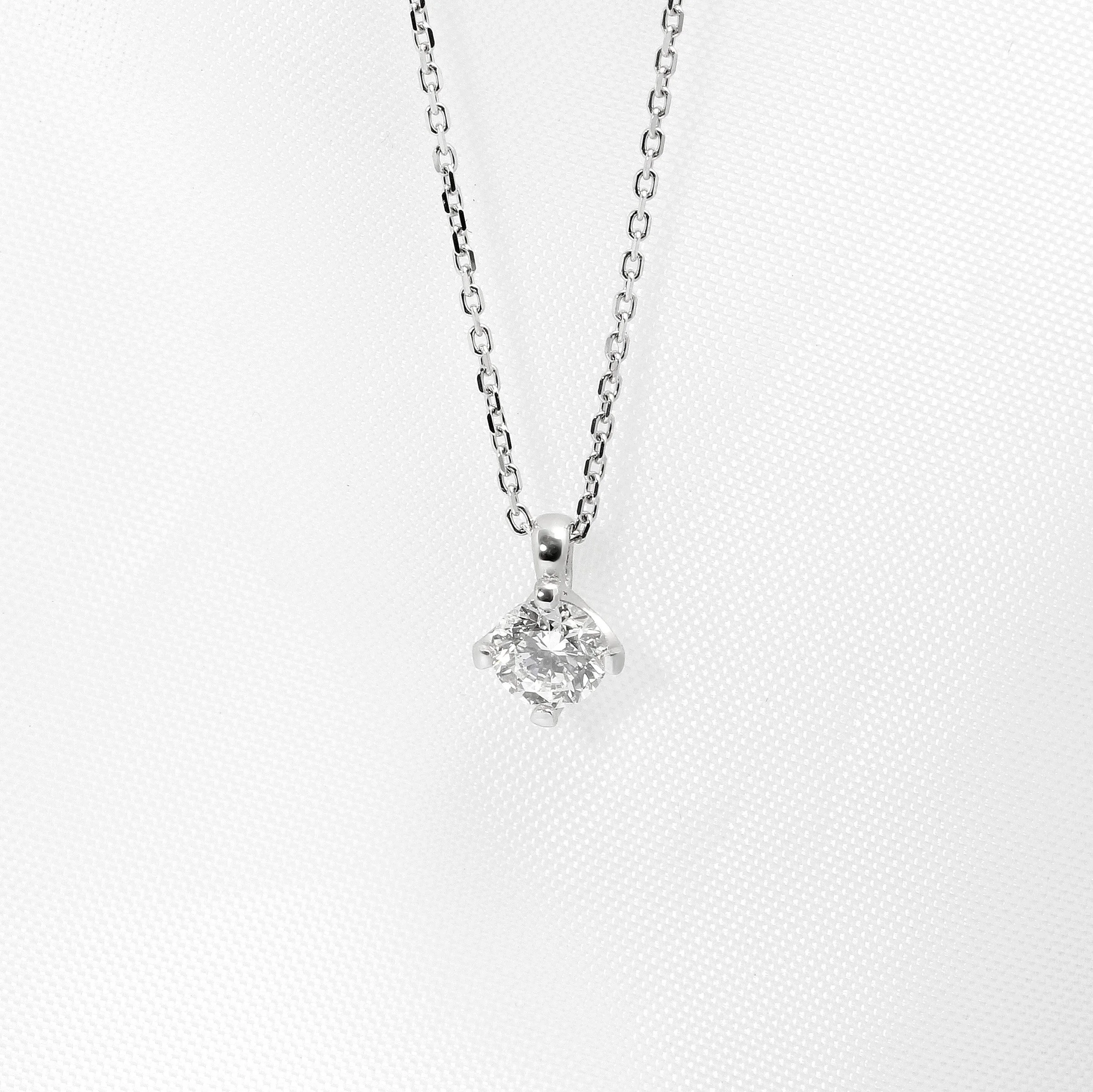 Four Claw White Gold Diamond Solitaire Pendant