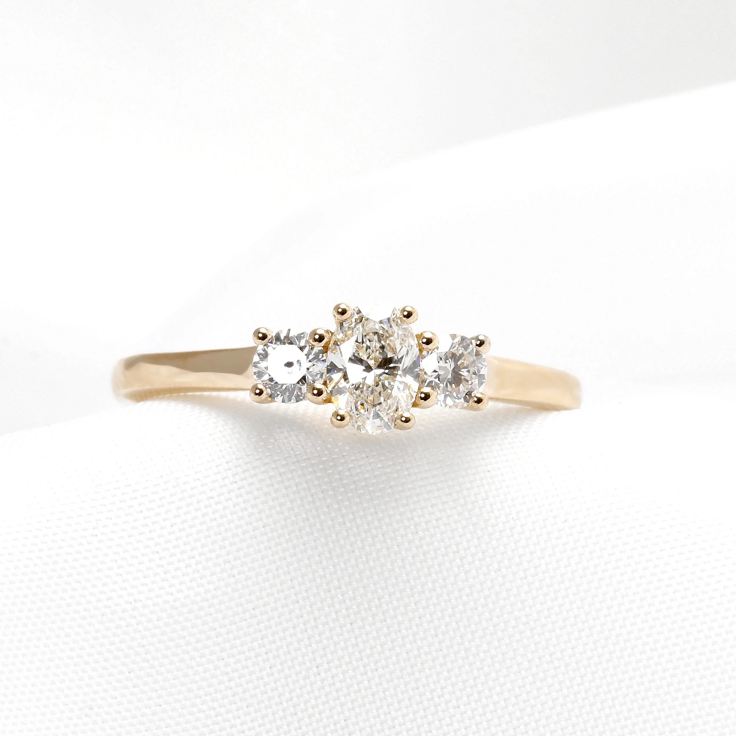 Oval & Round Diamond Three Stone Ring
