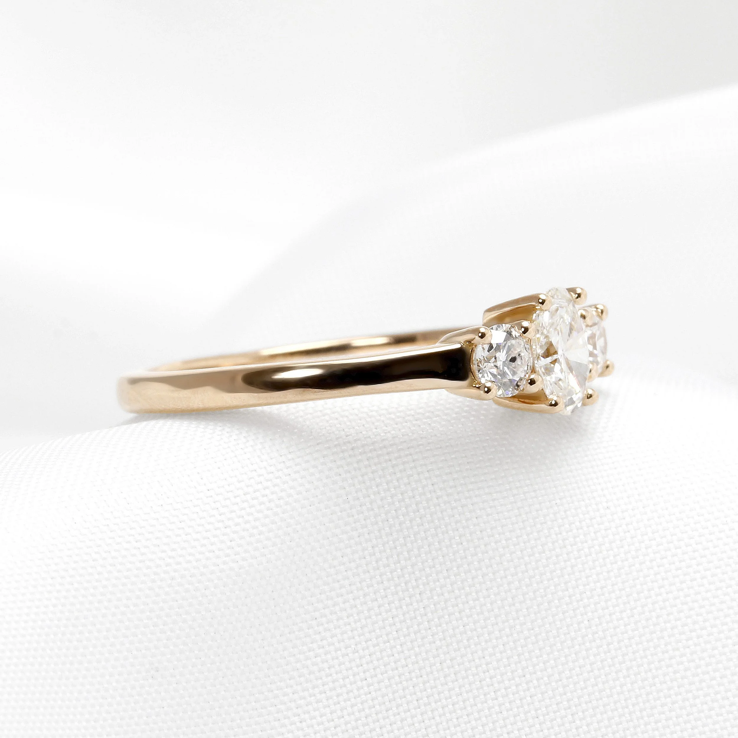 Oval & Round Diamond Three Stone Ring