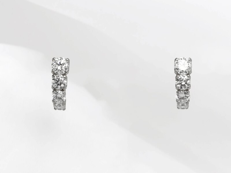 Diamond Half Hoop Earrings in 18ct White Gold 