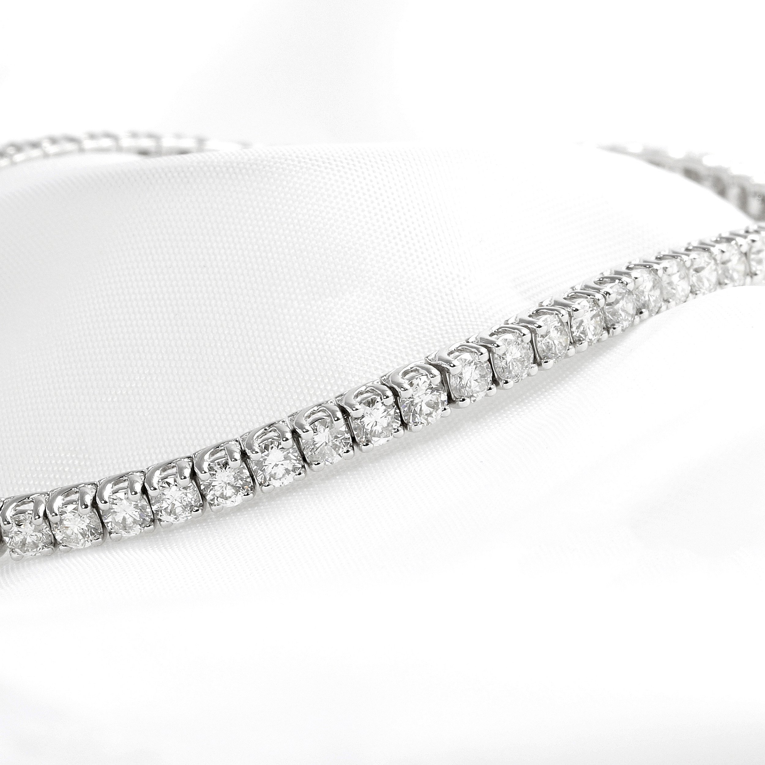 White Gold Claw Set Diamond Line Bracelet