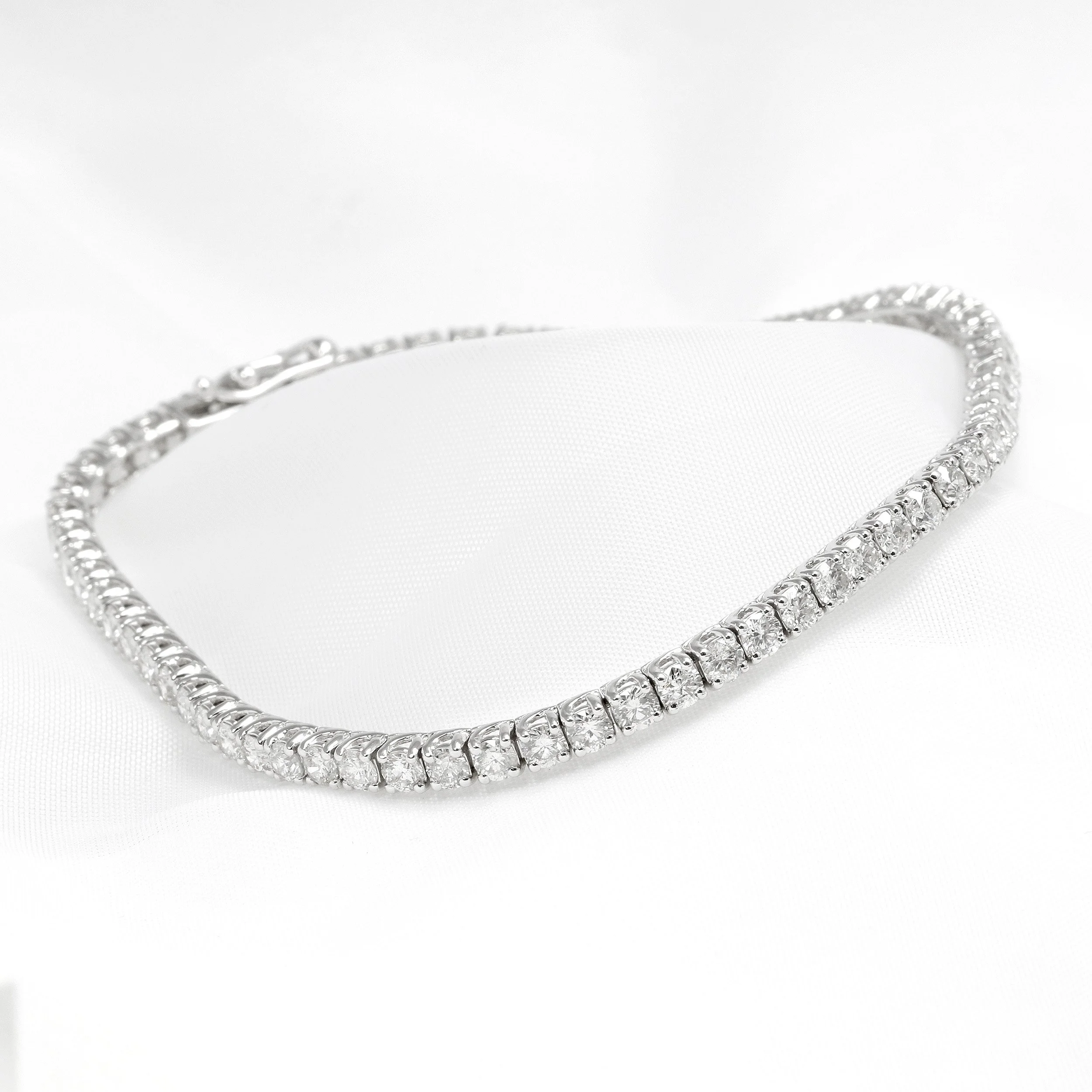 White Gold Claw Set Diamond Line Bracelet