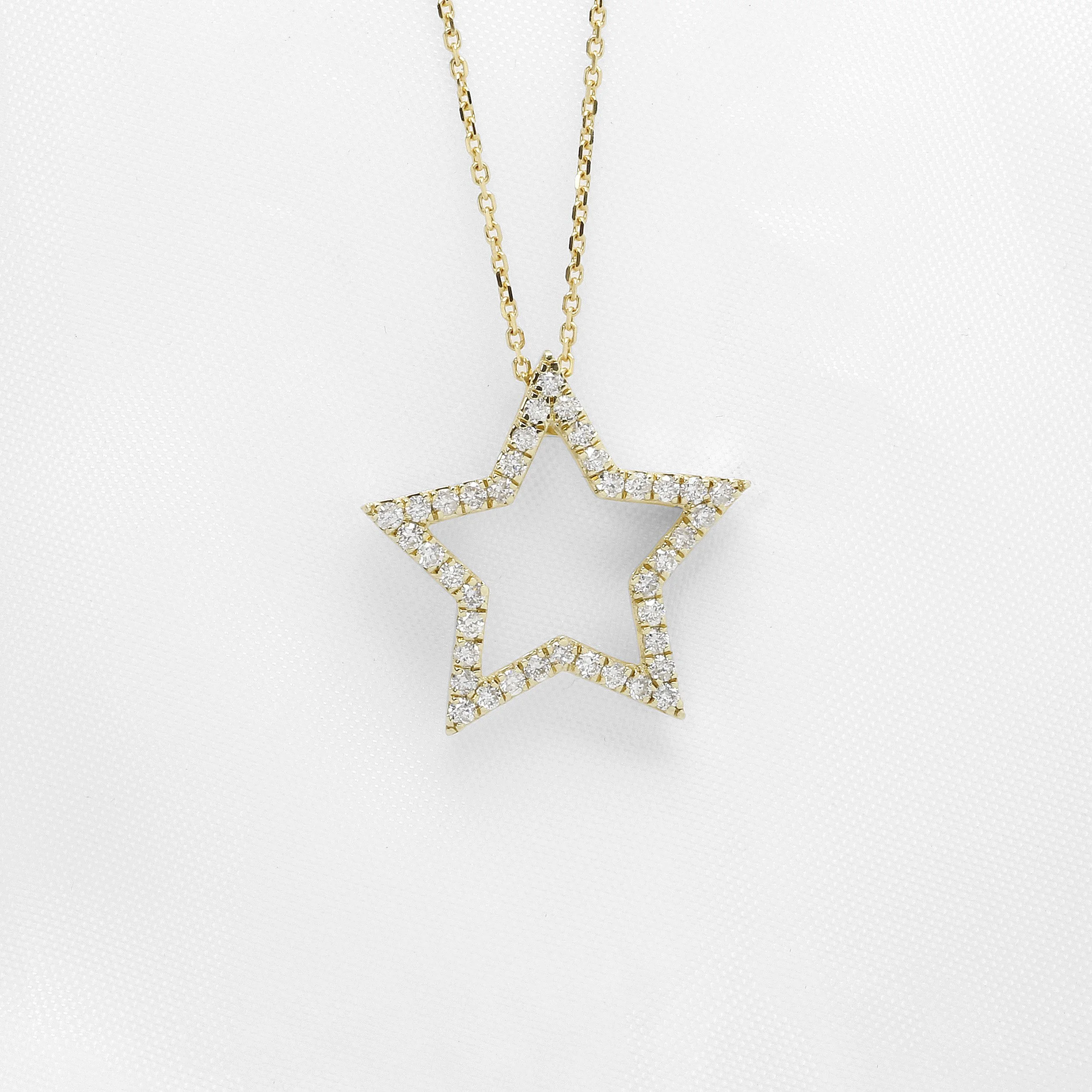Diamond Star Pendant in Yellow Gold