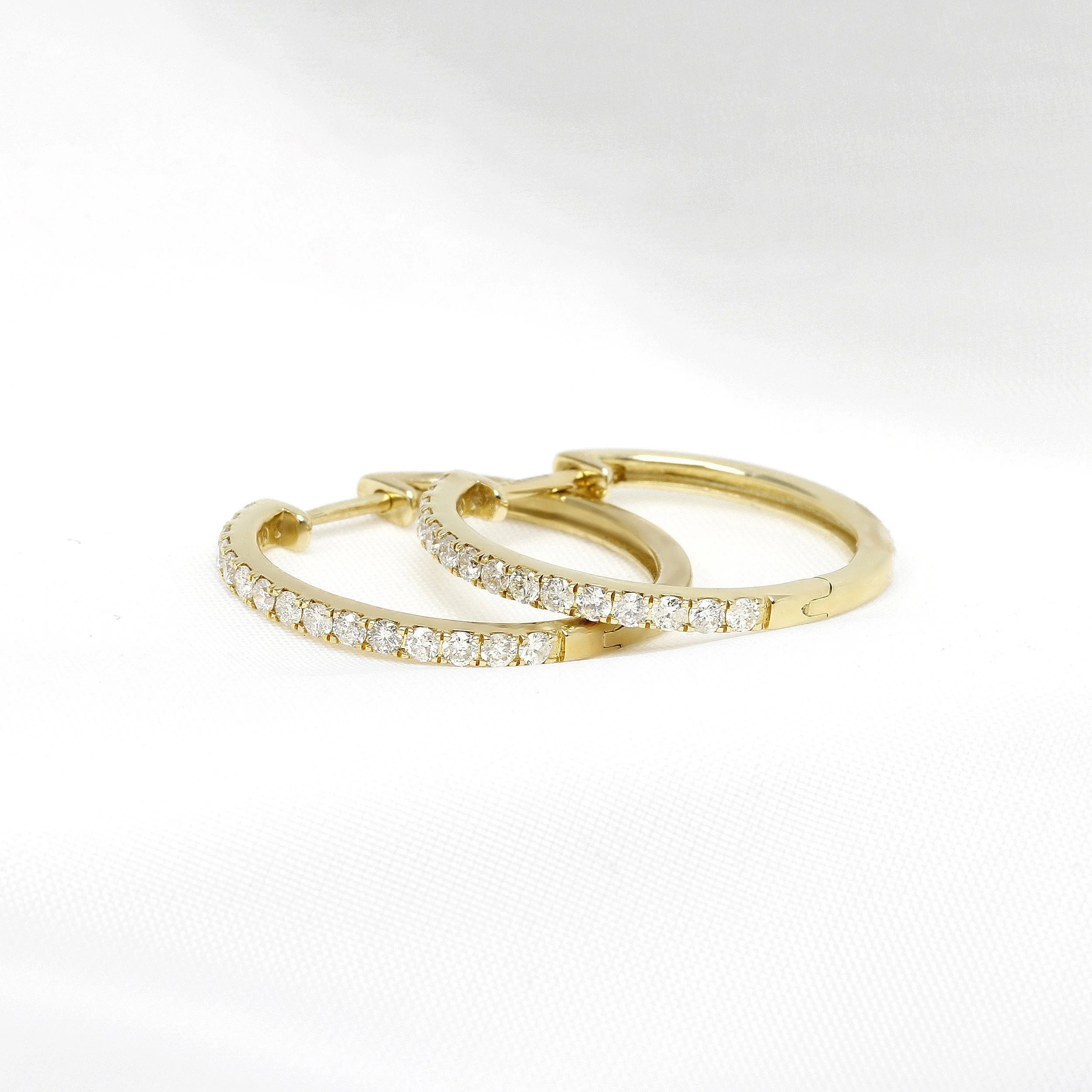 Diamond Hoop Earrings in Yellow Gold