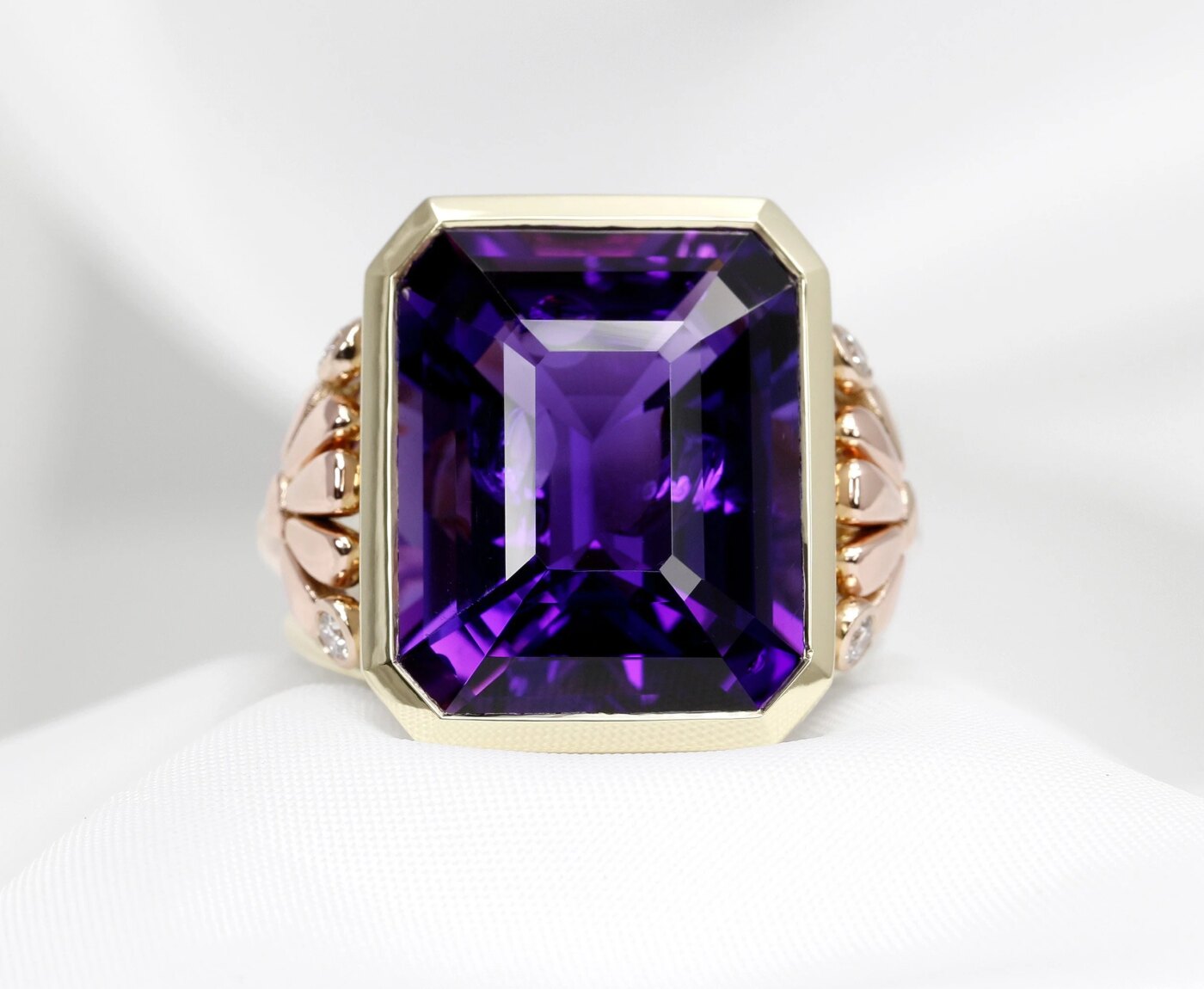 Amethyst & Diamond Signature Cocktail Ring in 9ct Yellow and Rose Gold 