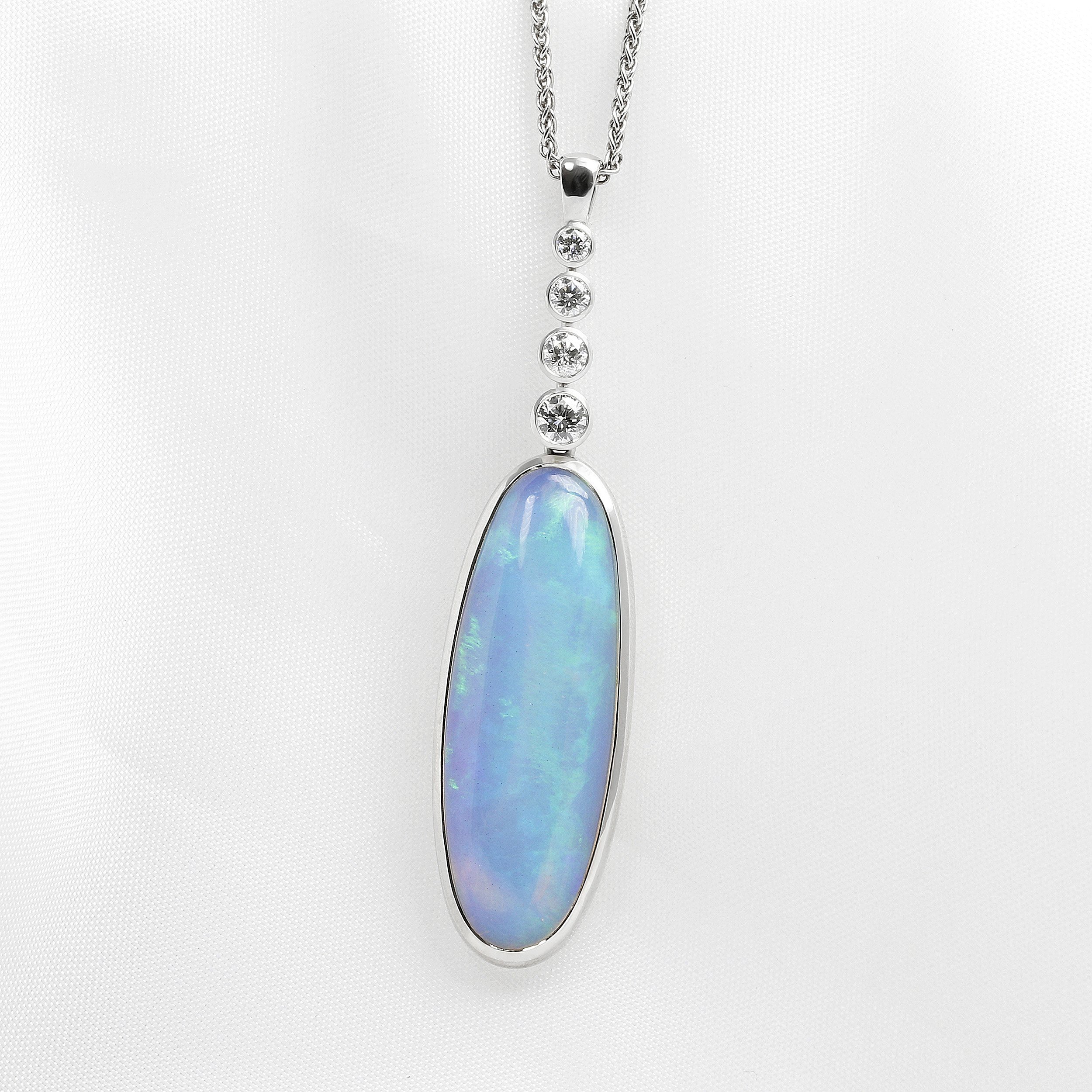 Opal & Diamond Drop Pendant