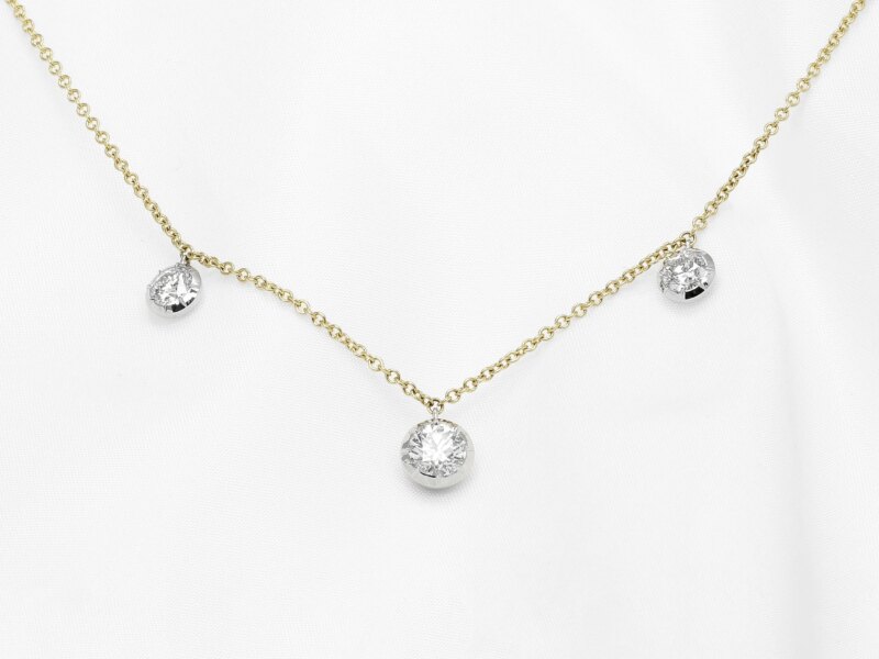 Three Diamond 'Georgian Style Cut Down' Necklace