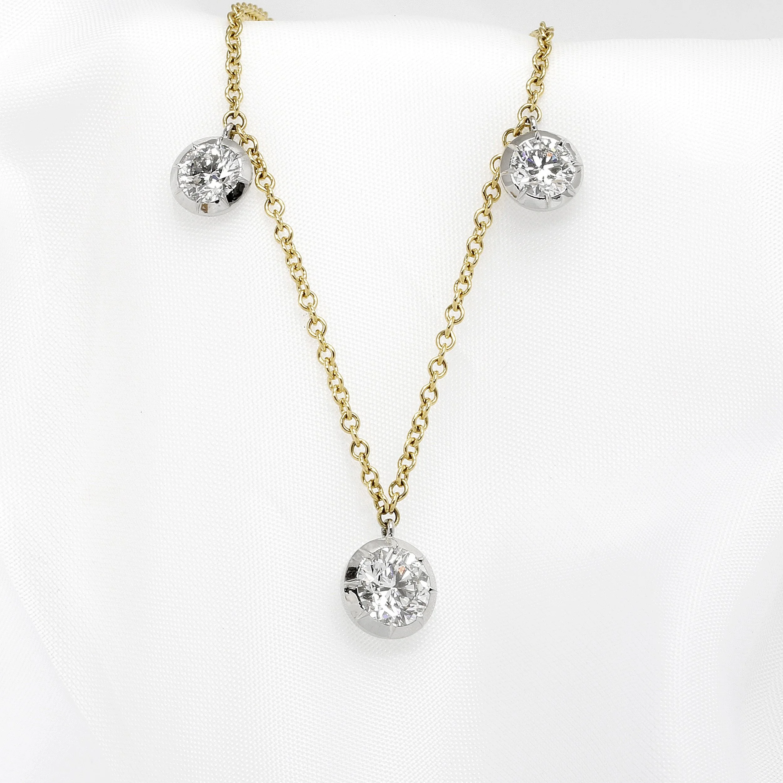 Three Diamond ‘Georgian Style Cut Down’ Necklace