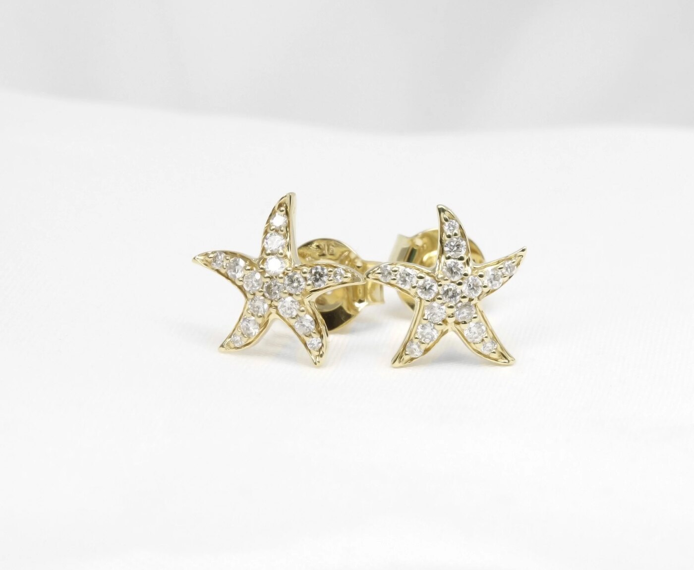 Starfish Diamond Stud Earrings in 9ct Yellow Gold 