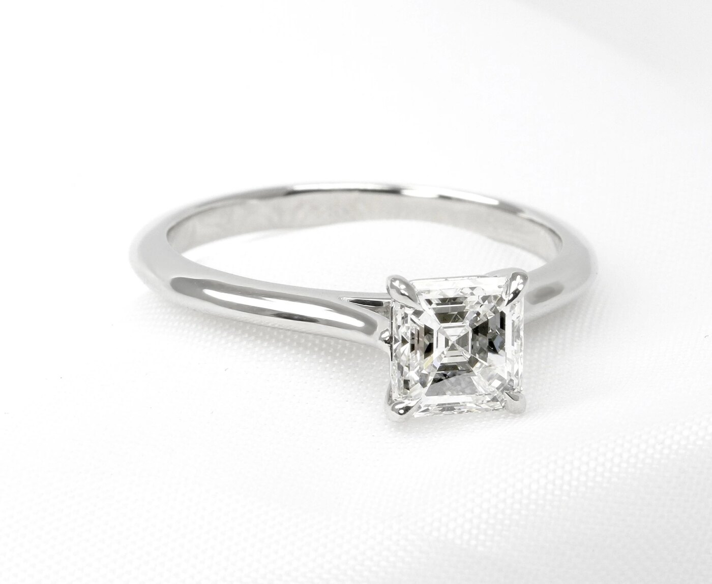 Asscher Cut Solitaire Diamond Ring 