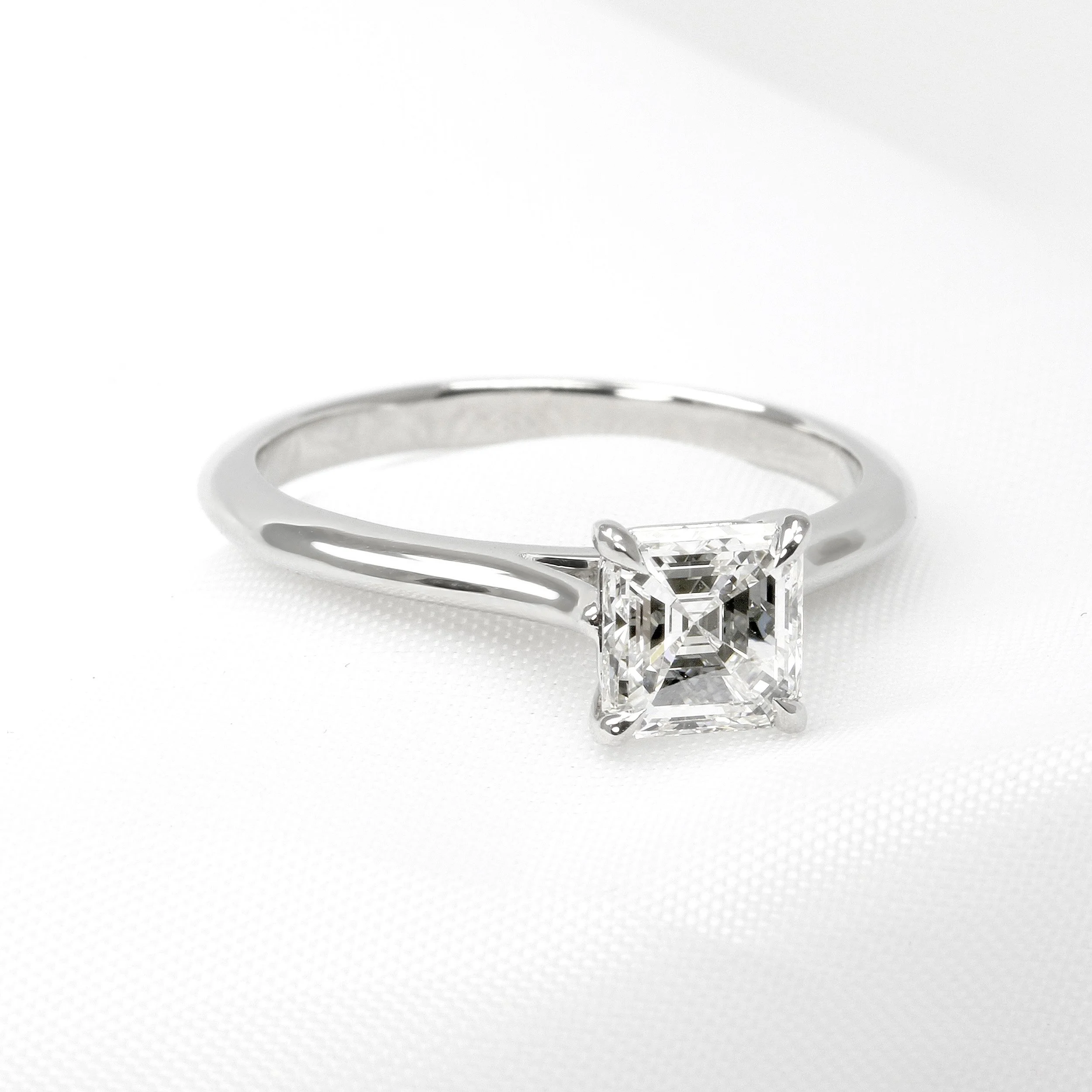 Asscher Cut Solitaire Diamond Ring