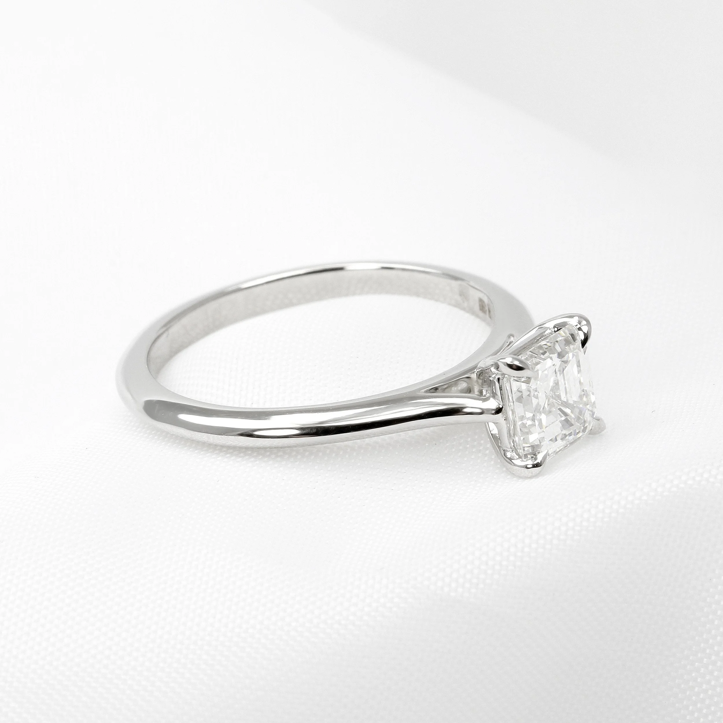 Asscher Cut Solitaire Diamond Ring