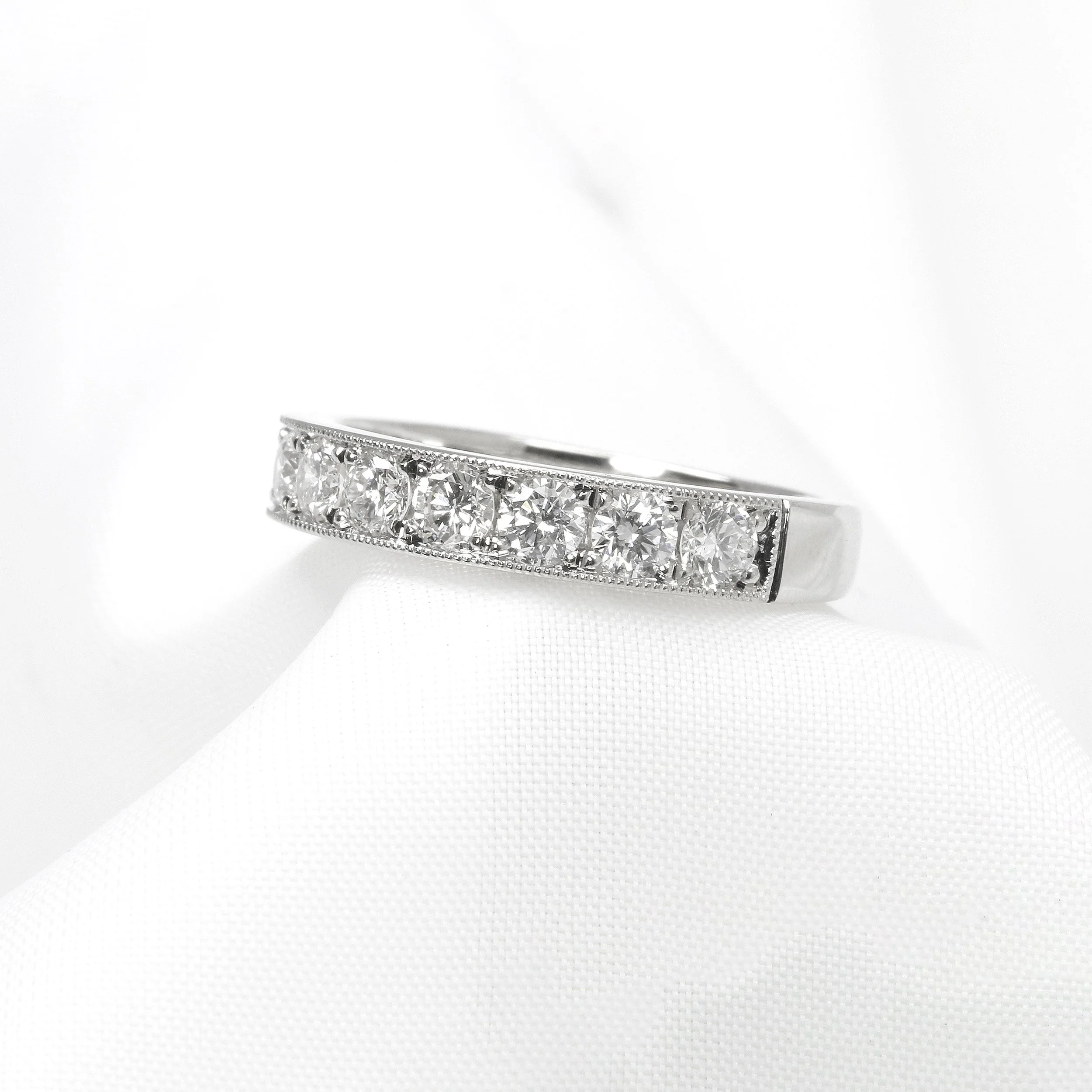 Grain Set Diamond Half Eternity Ring in Platinum