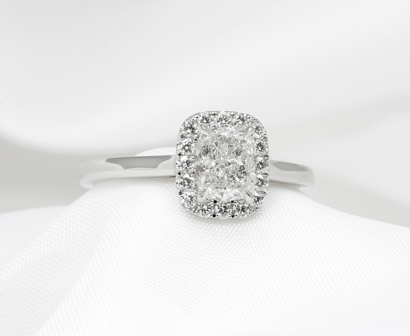Cushion Cut Diamond Halo Cluster Ring