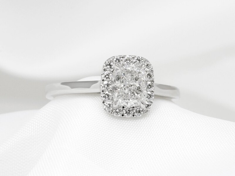 Cushion Cut Diamond Halo Cluster Ring 