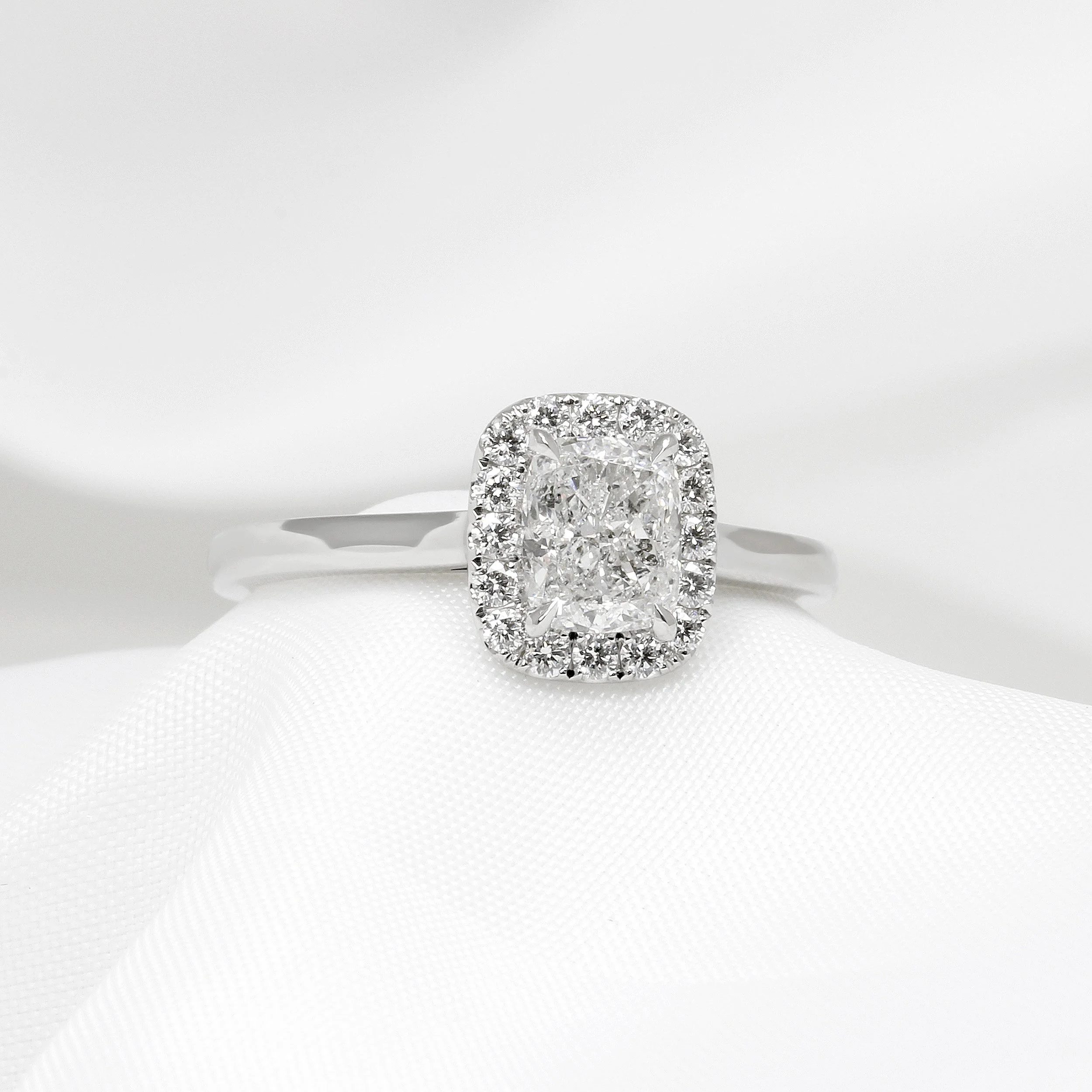 Cushion Cut Diamond Halo Cluster Ring