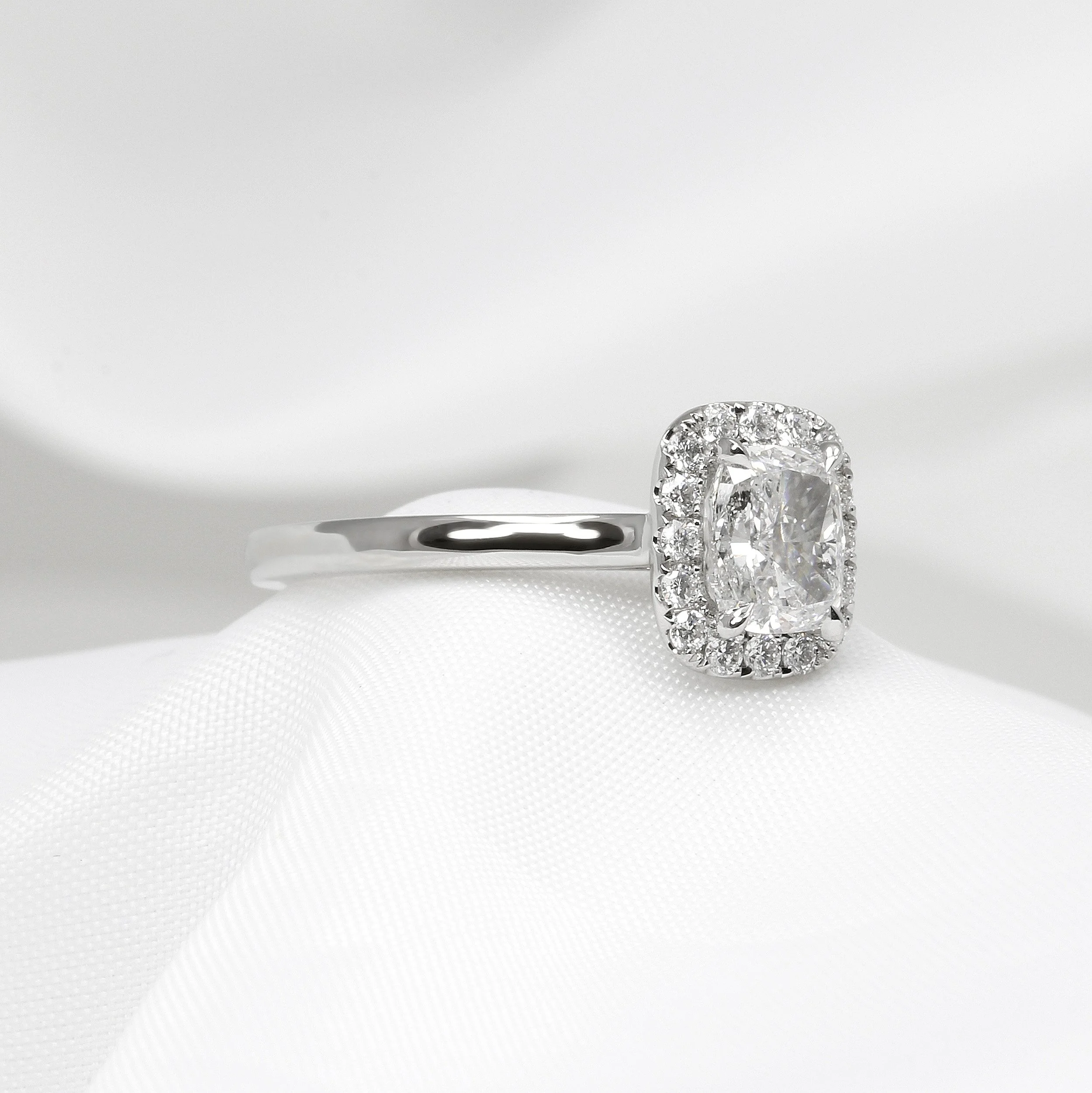 Cushion Cut Diamond Halo Cluster Ring