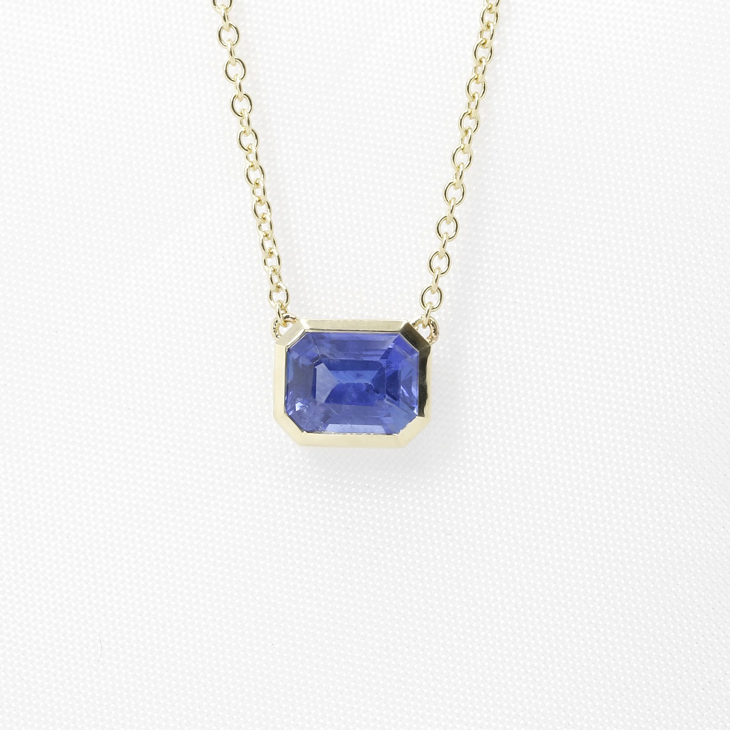 Octagonal Sapphire Necklace in Yellow Gold
