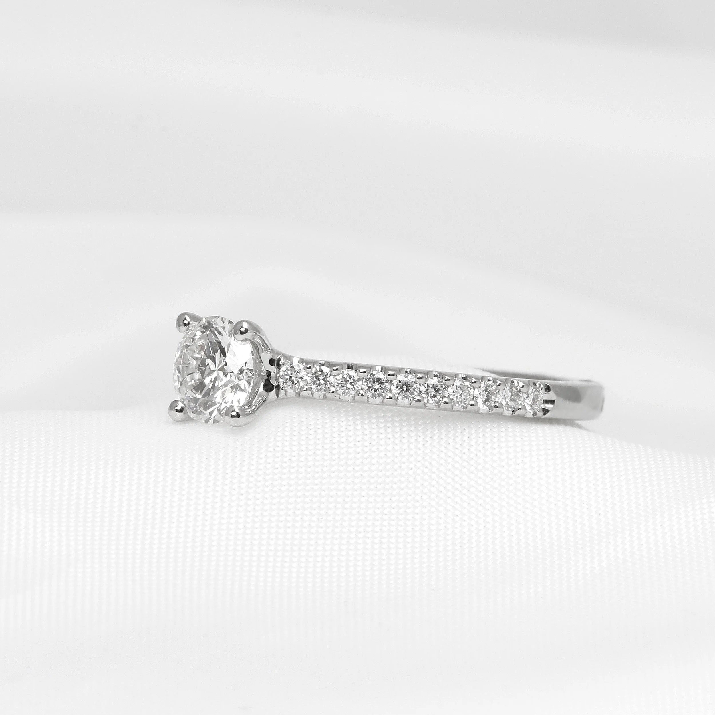 Diamond Solitaire Ring with Diamond Set Shoulders