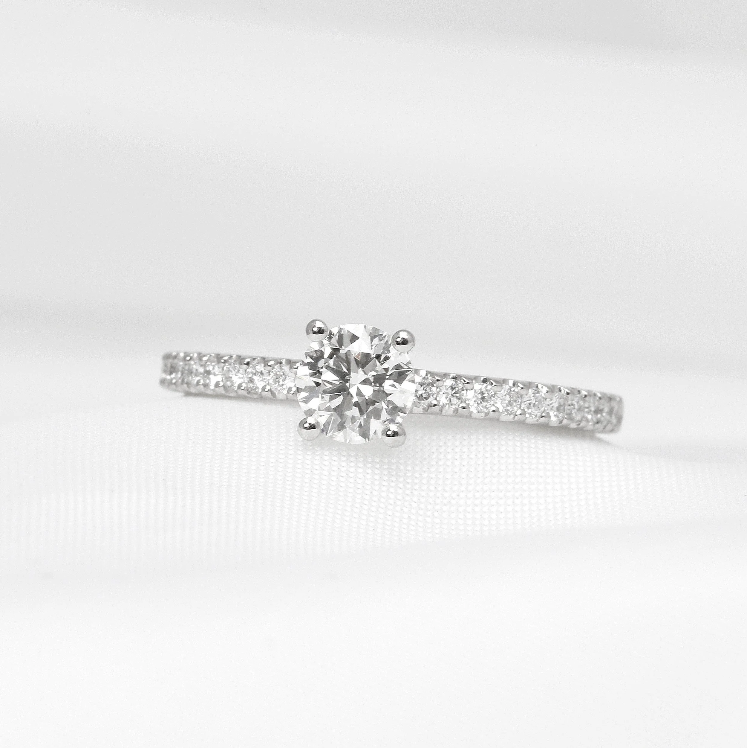 Diamond Solitaire Ring with Diamond Set Shoulders
