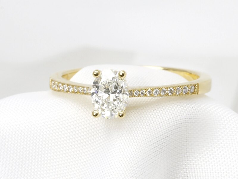 Oval Diamond Ring with Stone Set Shoulders