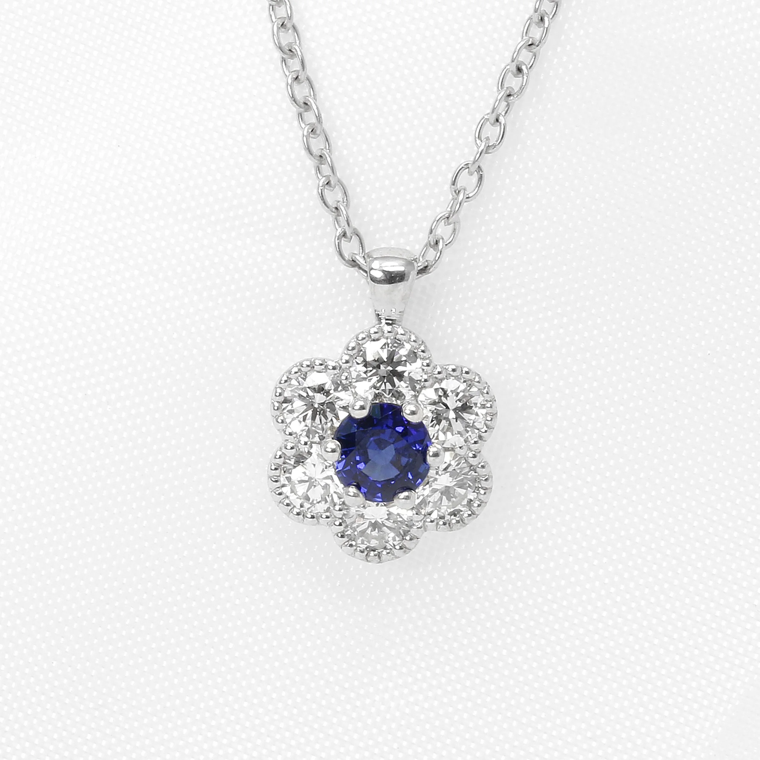 Sapphire and Diamond Daisy Cluster Pendant