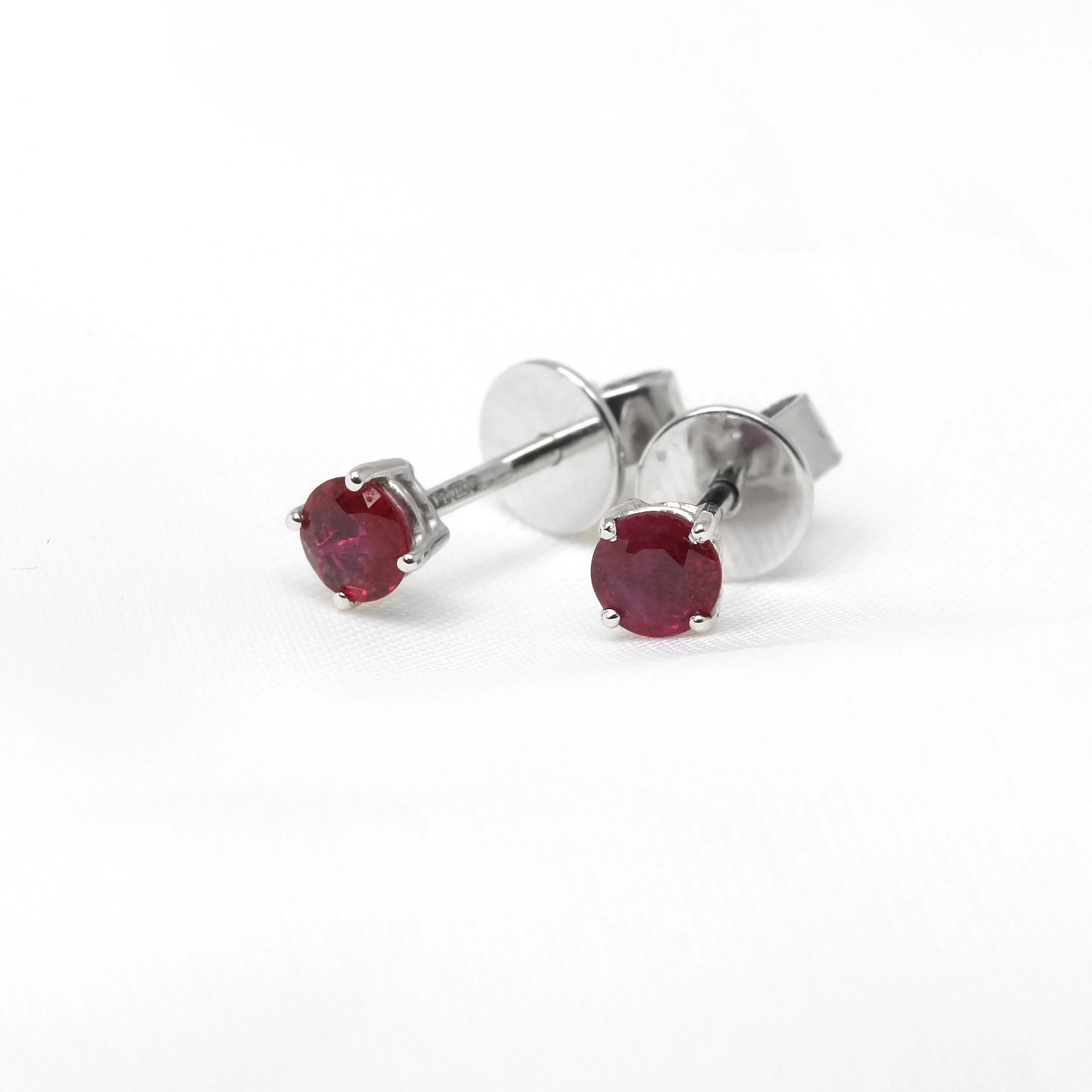 Ruby Stud Earrings in 18ct White Gold