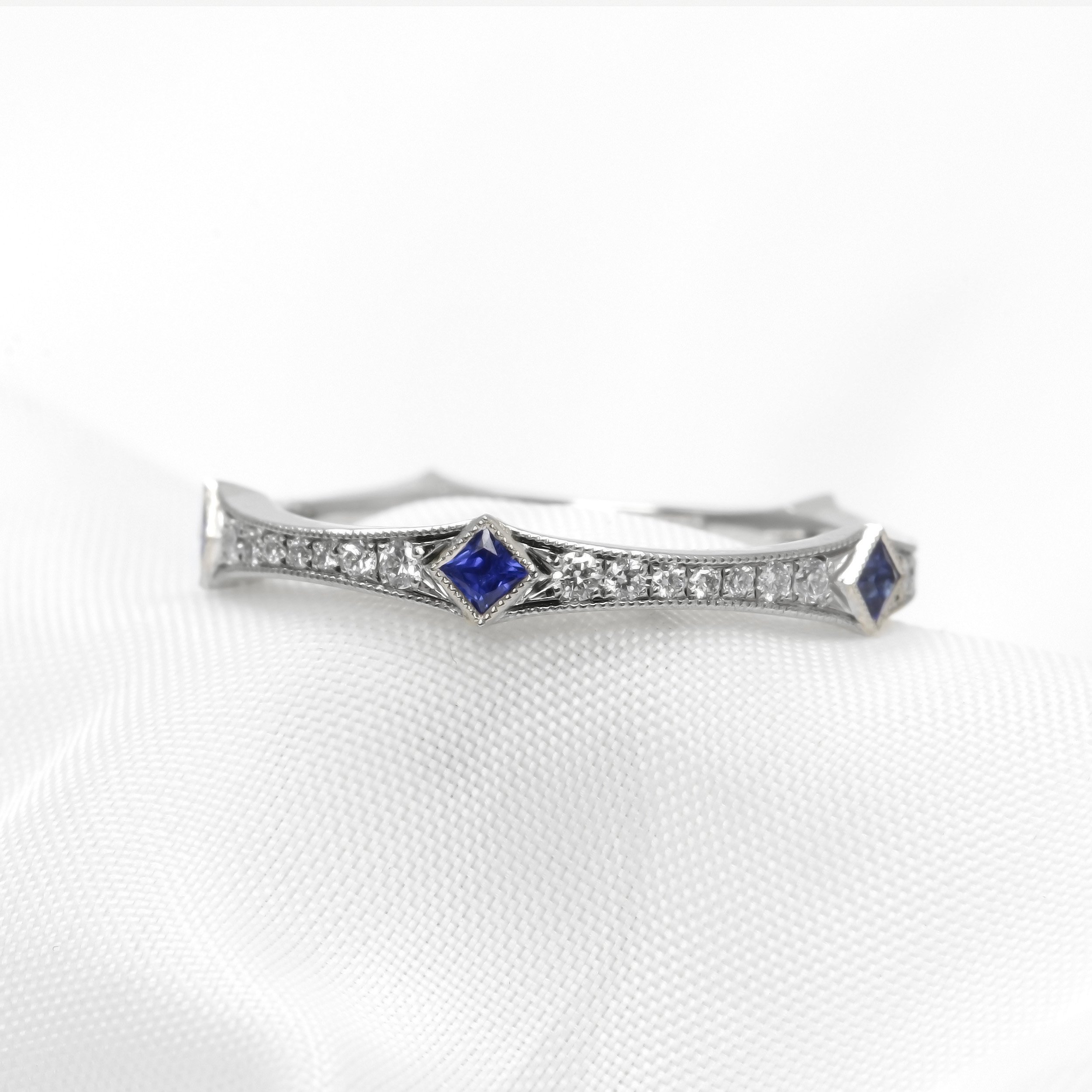 Sapphire and Diamond Full Eternity Ring in Platinum