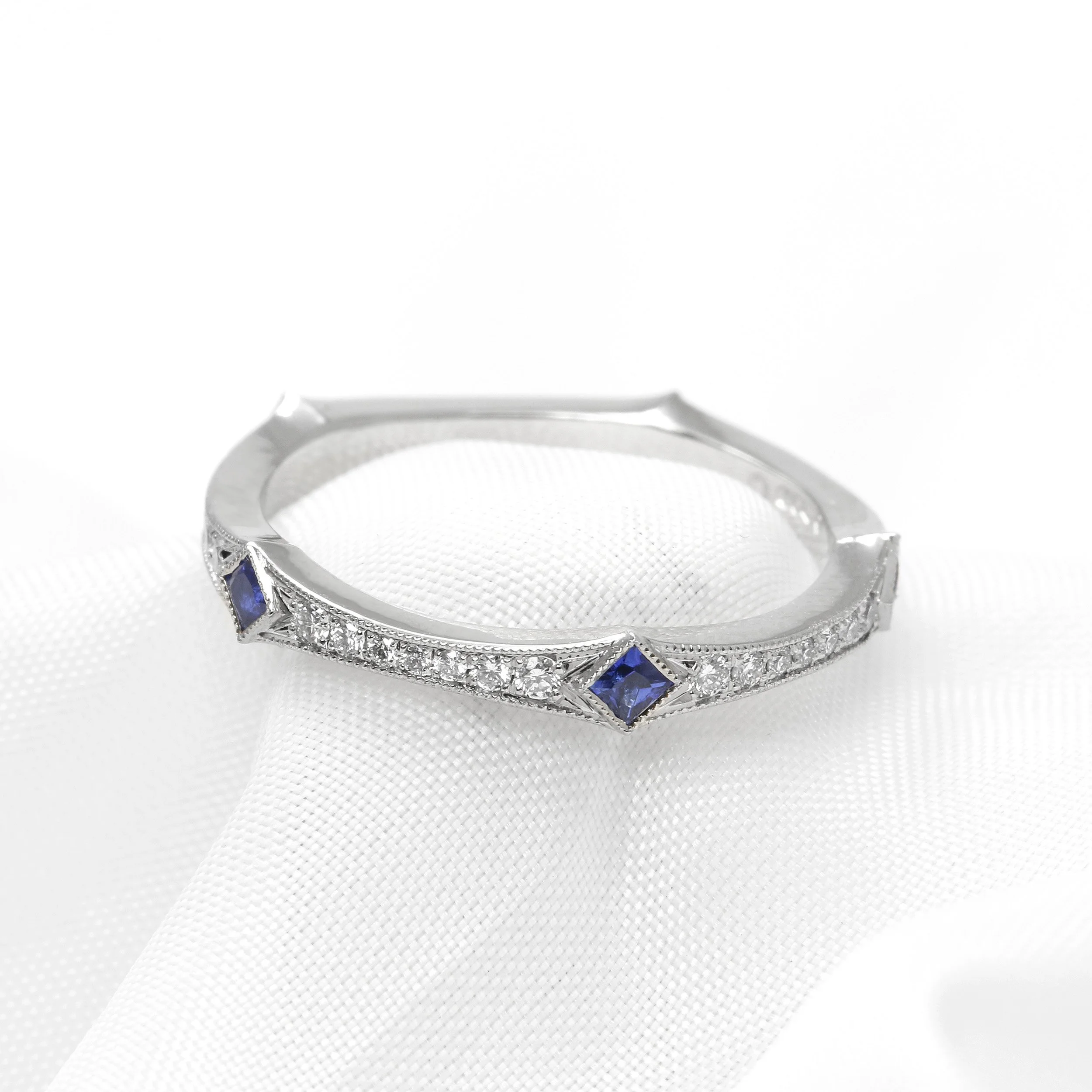 Sapphire and Diamond Full Eternity Ring in Platinum