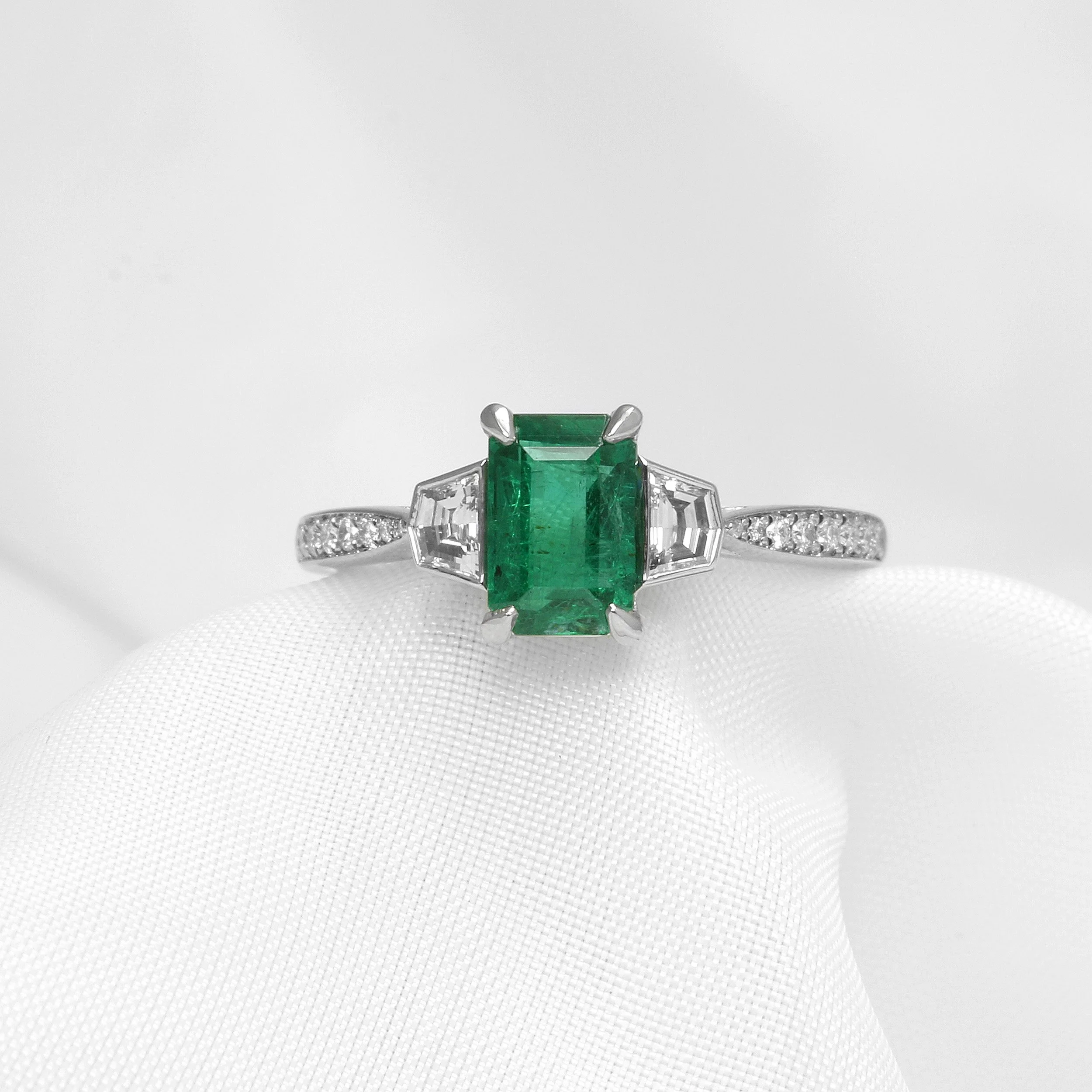 Emerald and Diamond Ring in Platinum