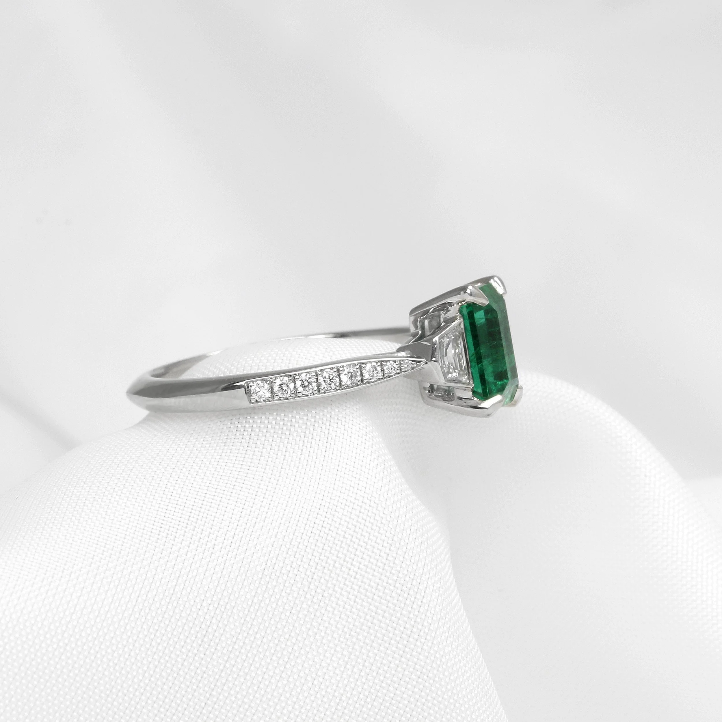 Emerald and Diamond Ring in Platinum