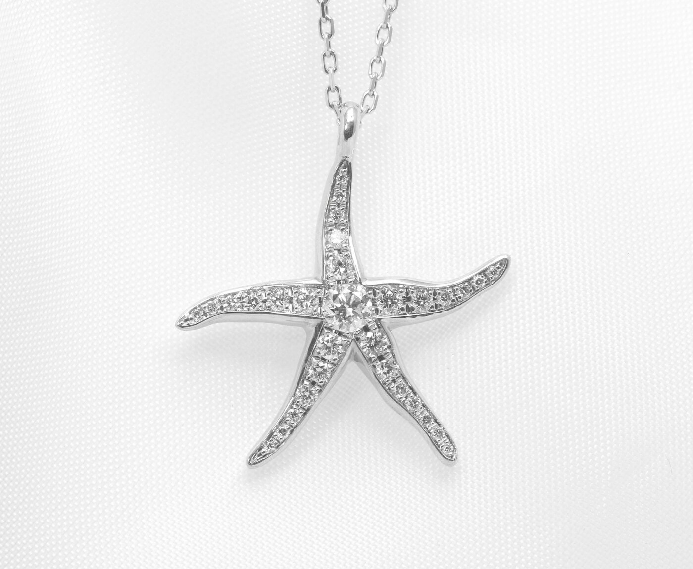 Diamond Starfish Pendant in 9ct White Gold