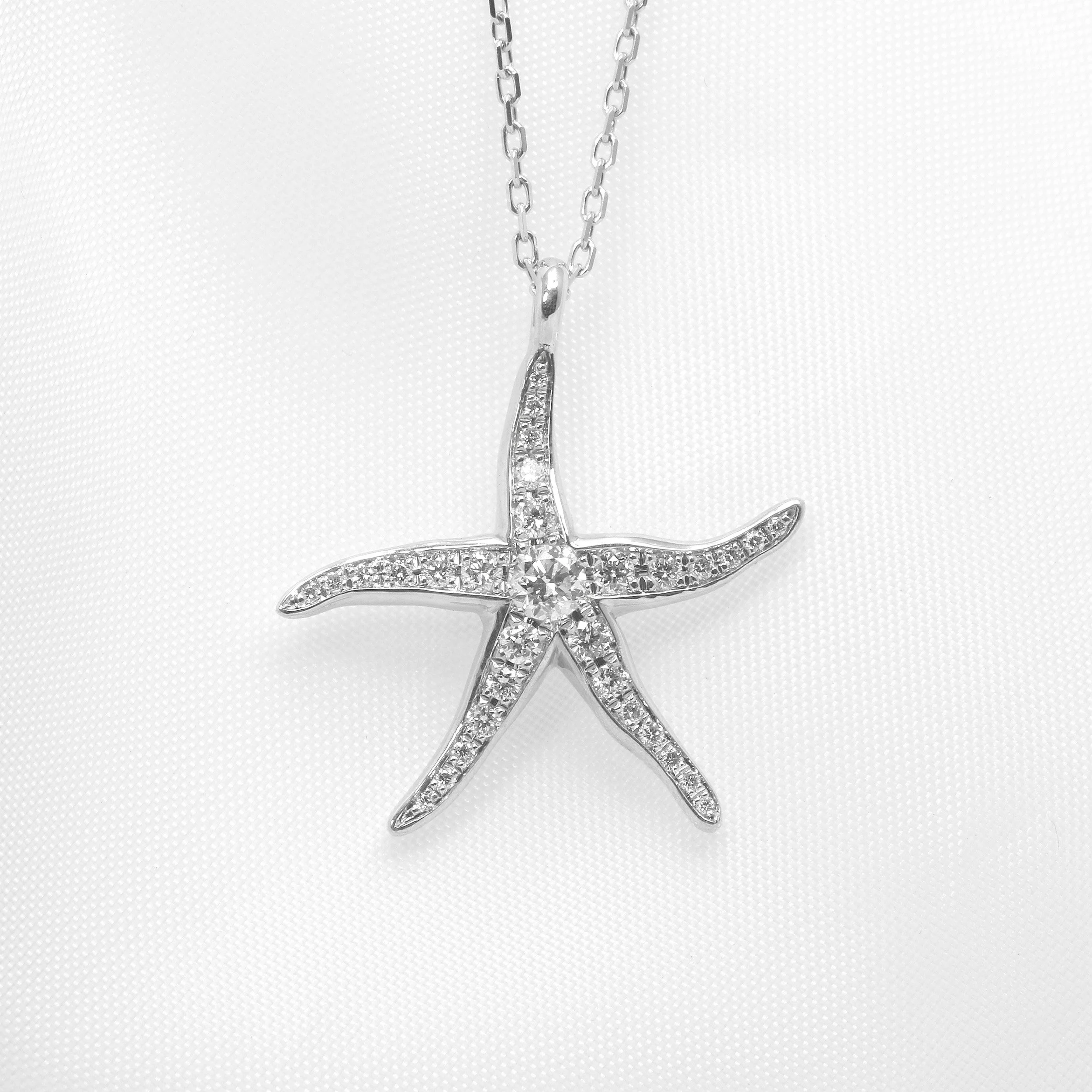 Diamond Starfish Pendant in 9ct White Gold