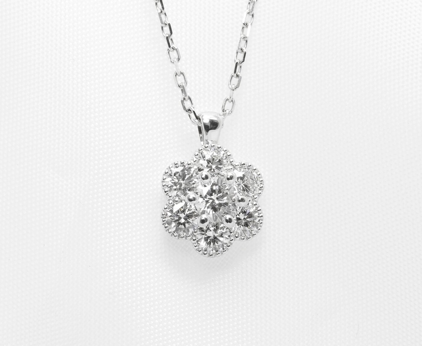 Diamond Daisy Cluster Pendant in White Gold