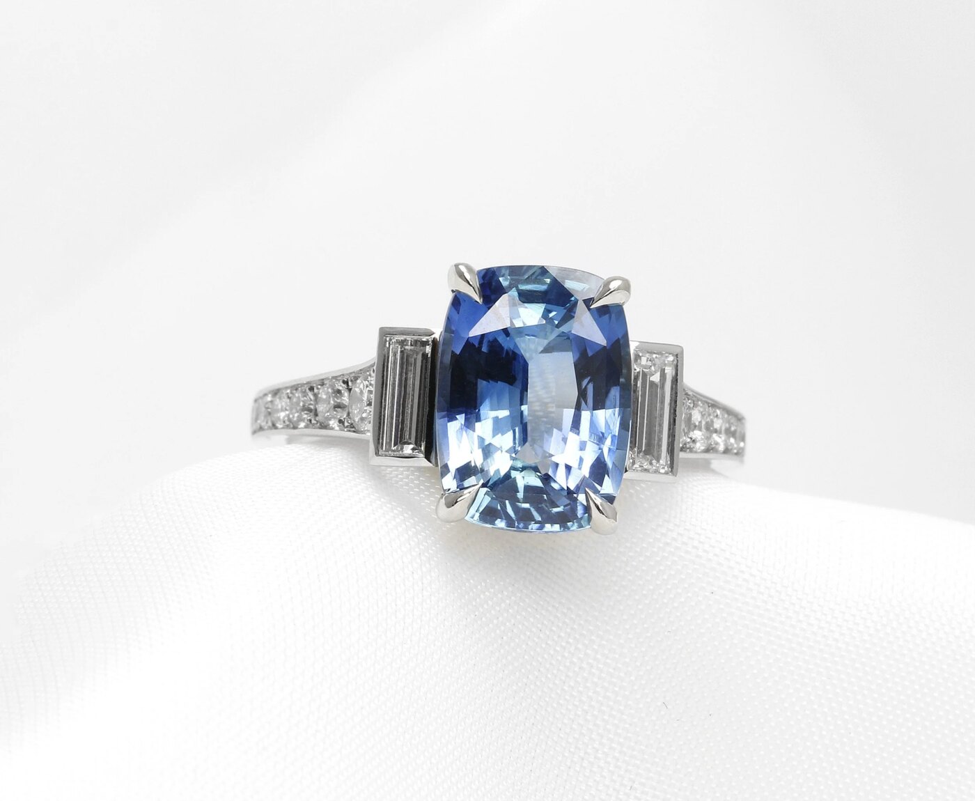 Sapphire and Diamond Ring in Platinum