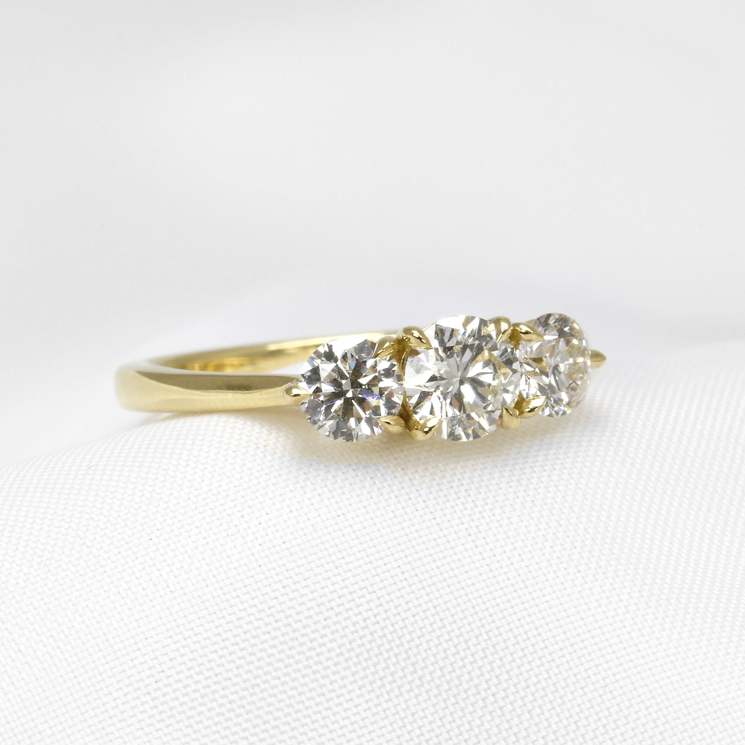 Diamond Three Stone Ring in Yellow Gold