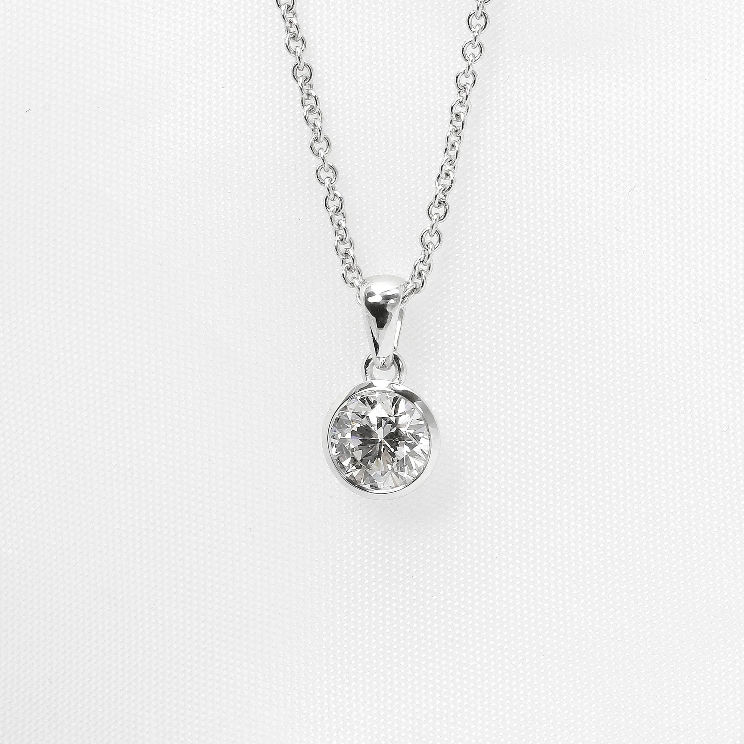 Rub Over Set Diamond Solitaire Pendant