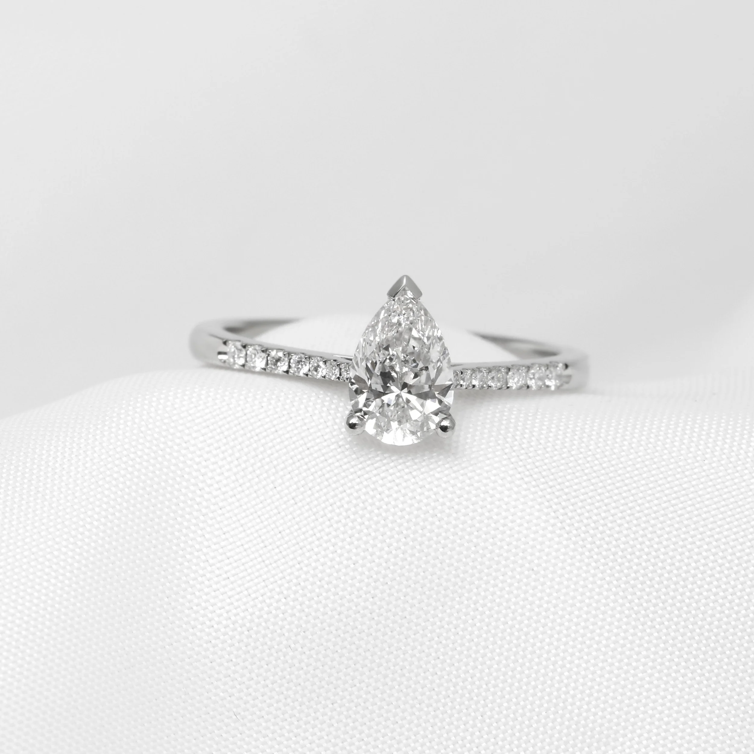 Pear Shape Diamond Solitaire Ring in Platinum