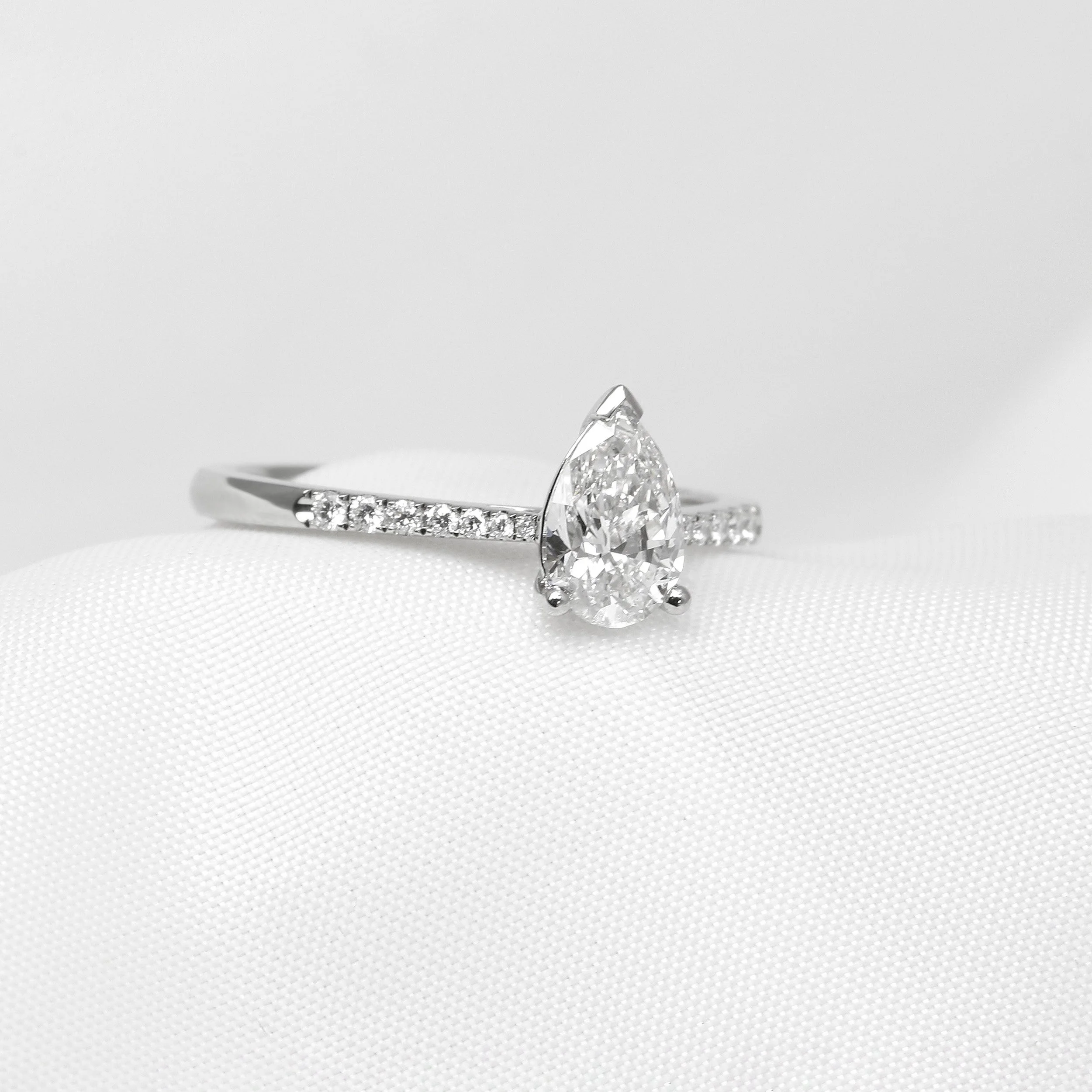 Pear Shape Diamond Solitaire Ring in Platinum