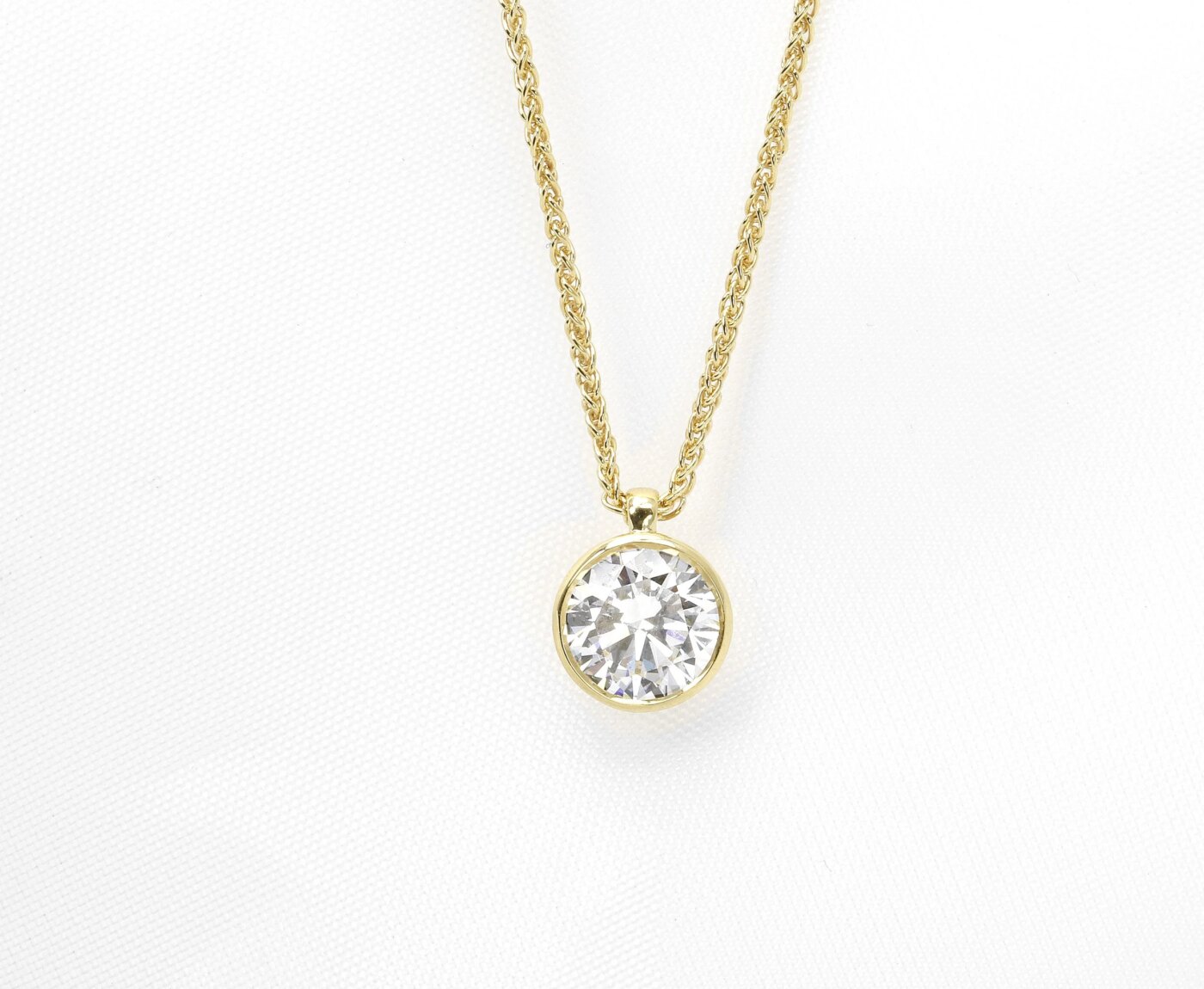 Lab Created Rub Over Set Diamond Pendant
