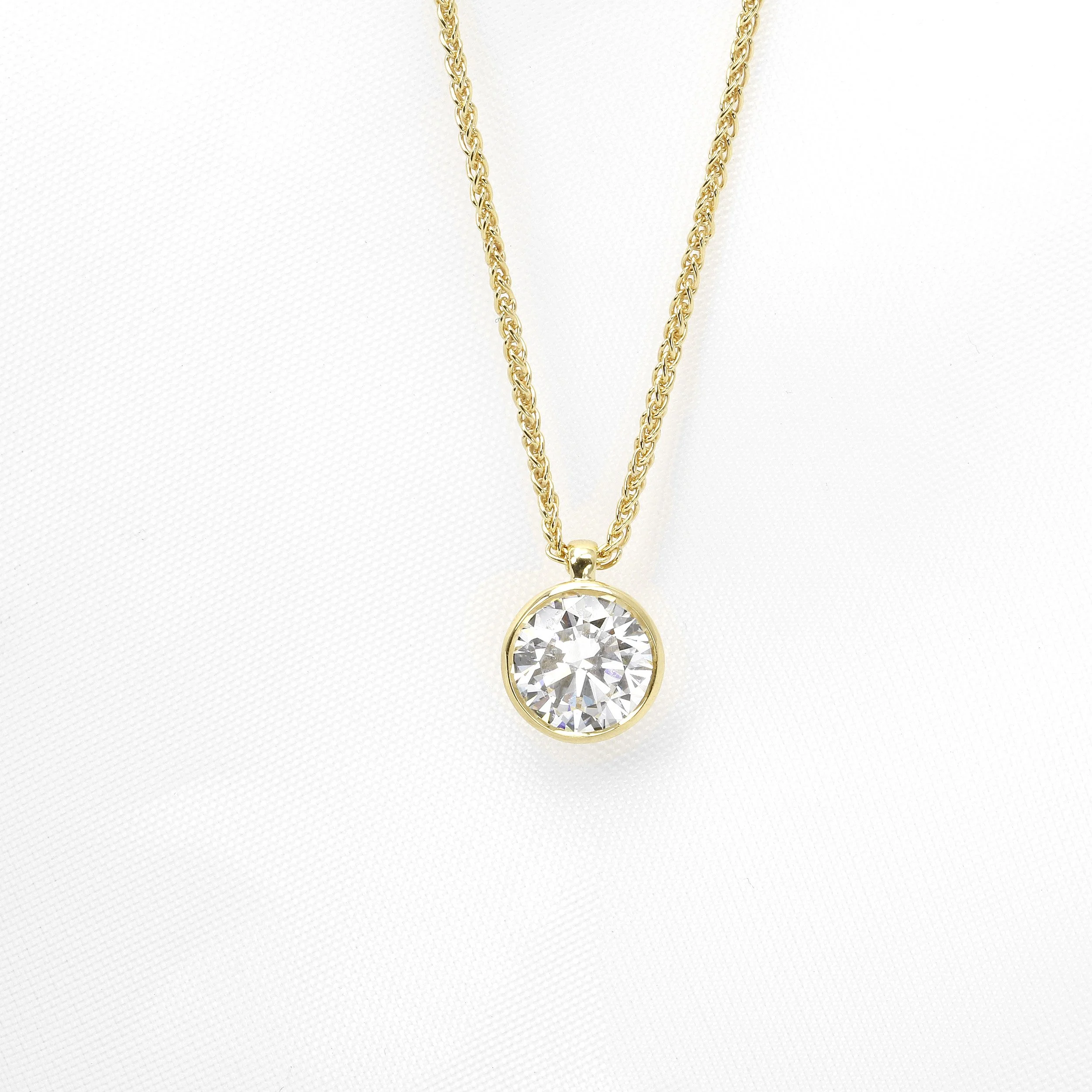 Lab Created Rub Over Set Diamond Pendant