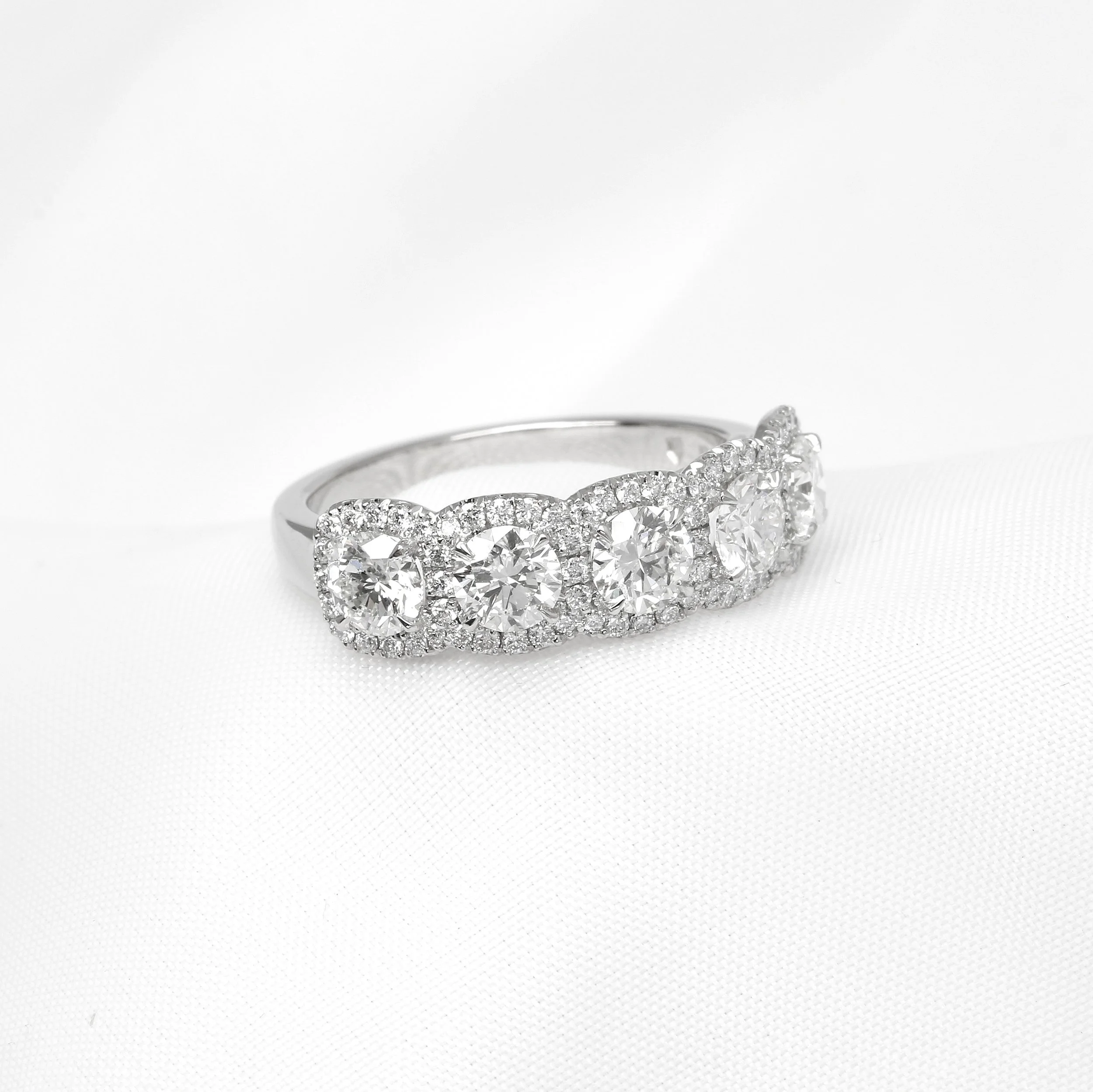 Diamond Five Stone Multi-Cluster Ring in Platinum
