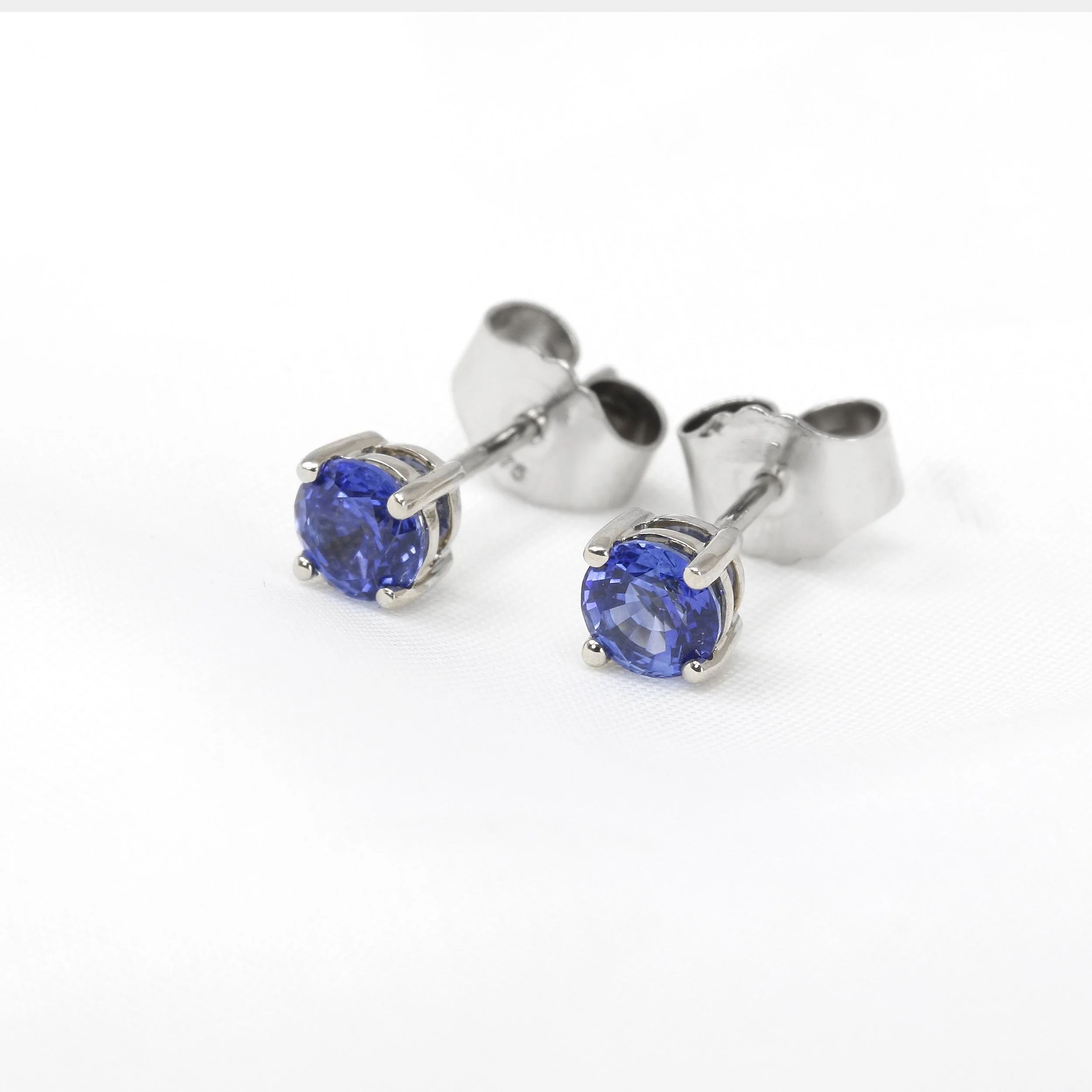 Sapphire Solitaire Stud Earrings in 9ct White Gold